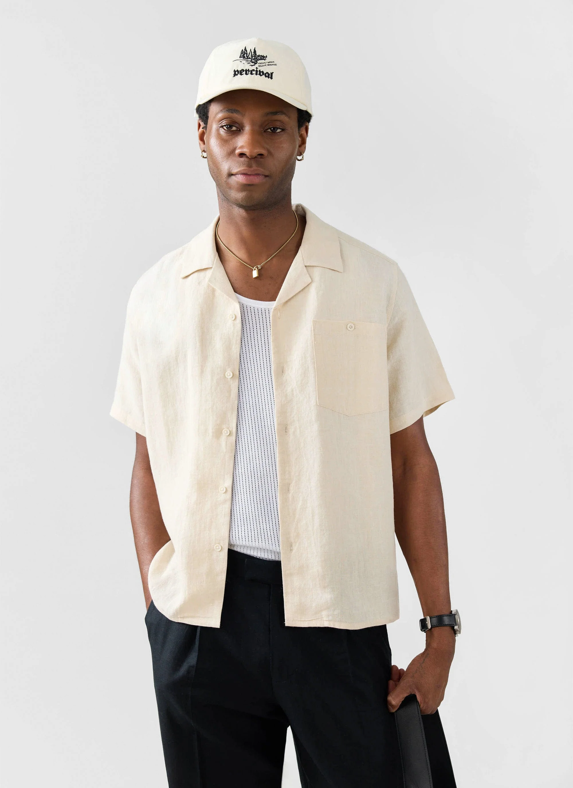 2080-short-sleeve-cuban-shirt-linen-cream-1.webp Short Sleeve Cuban Shirt | Linen | Cream
