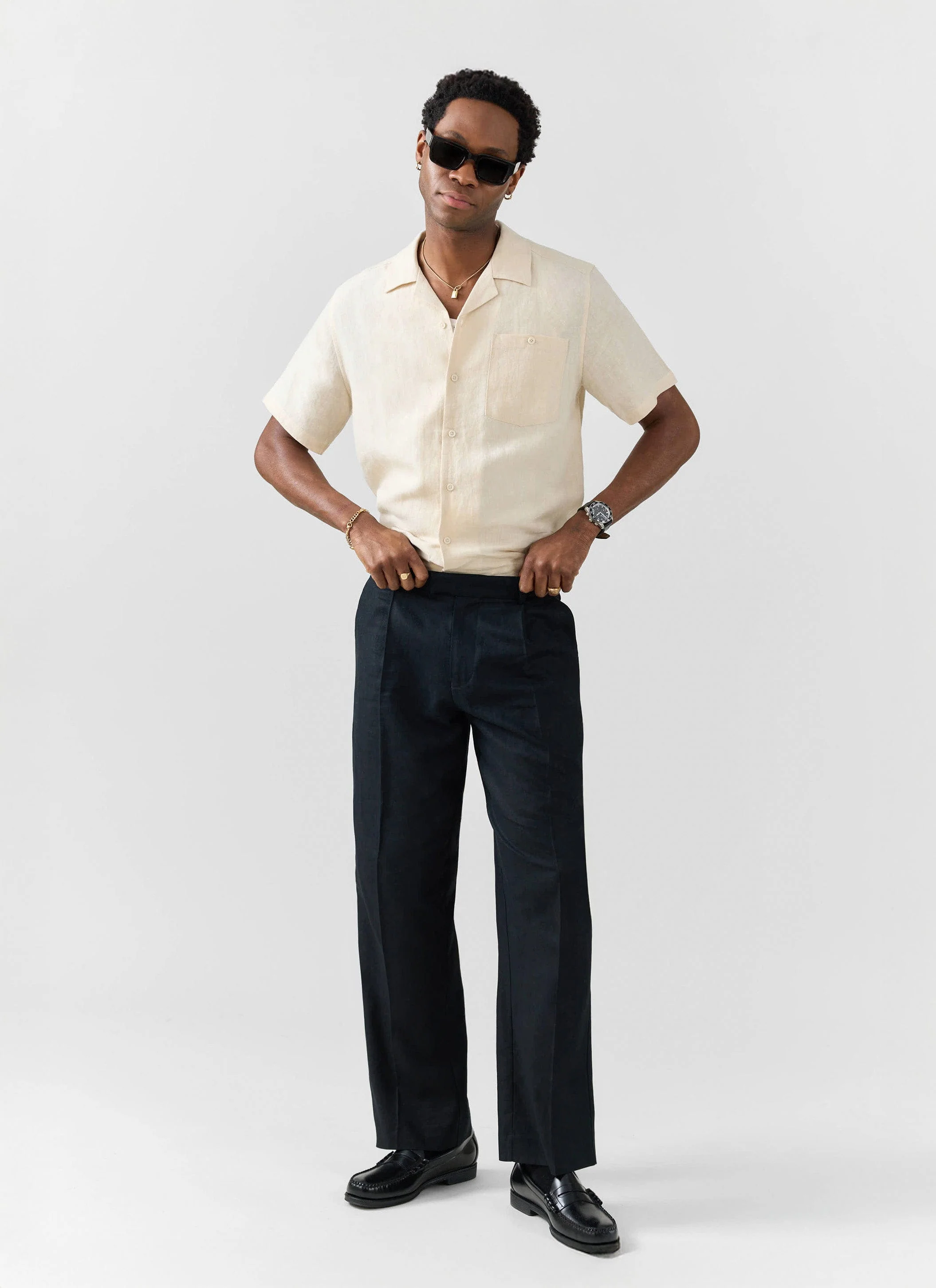 2080-short-sleeve-cuban-shirt-linen-cream-2.webp Short Sleeve Cuban Shirt | Linen | Cream