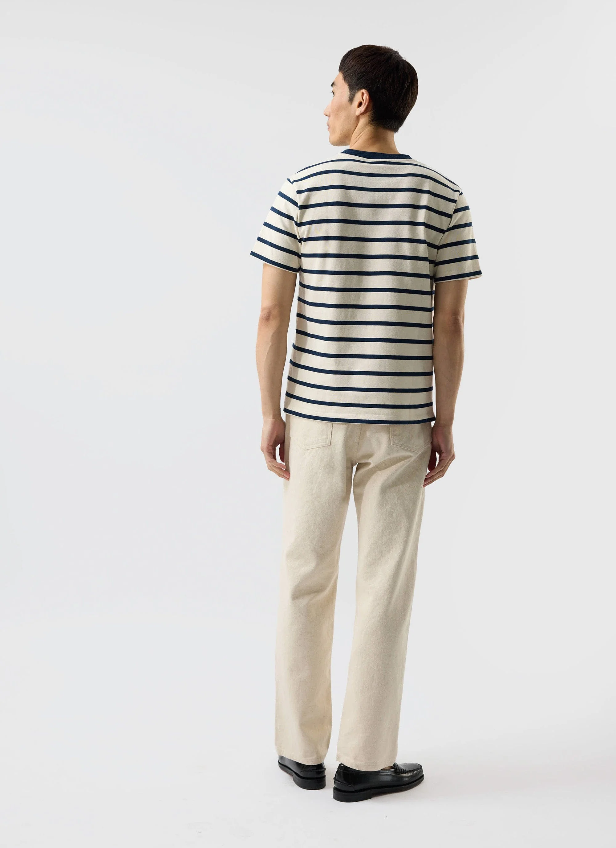 2128-breton-stripe-t-shirt-organic-cotton-cream-with-navy-3.webp Breton Stripe T Shirt | Organic Cotton | Cream with Navy