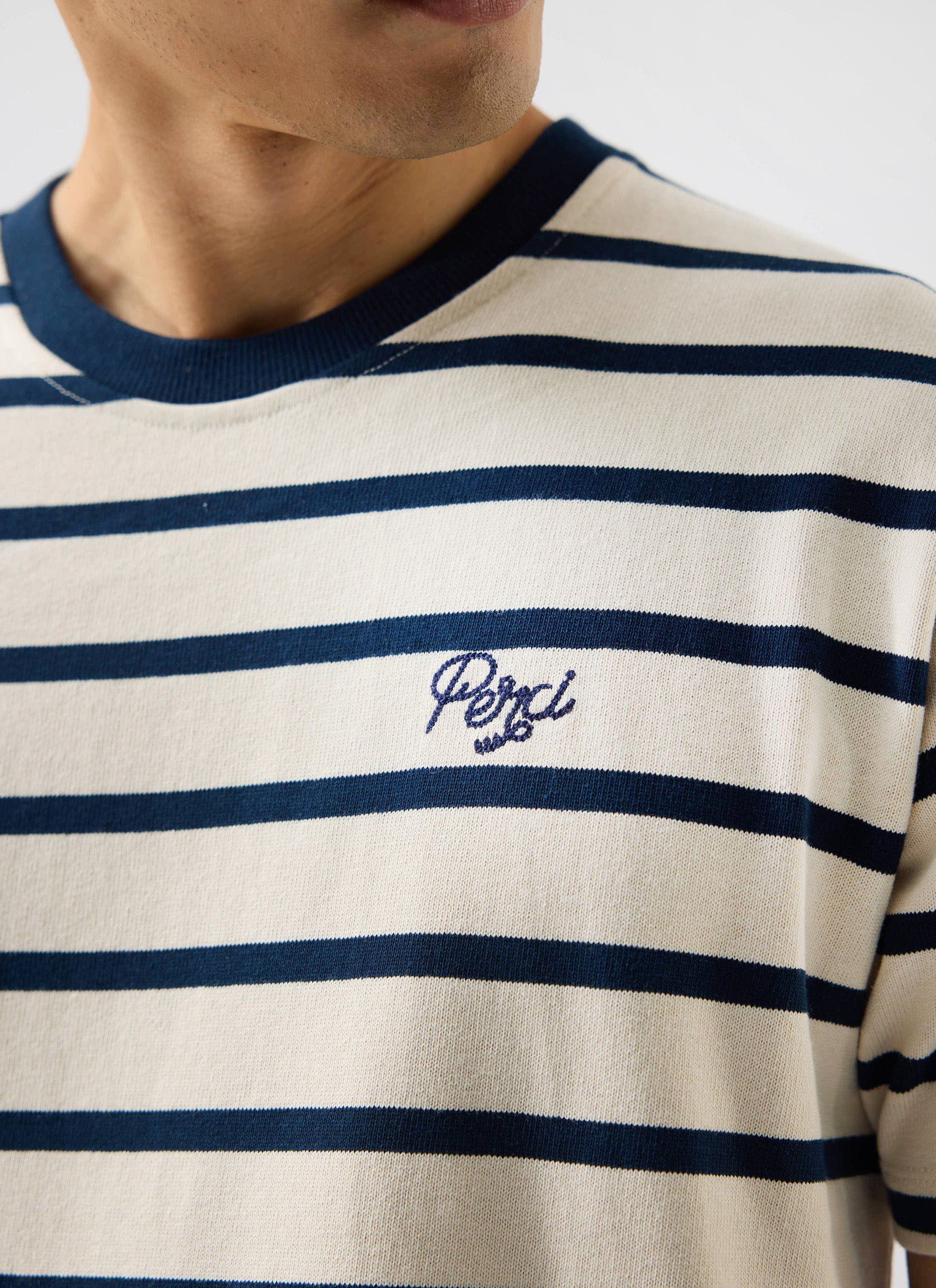 2129-xs-xs-variation-4.jpg Breton Stripe T Shirt | Organic Cotton | Cream with Navy