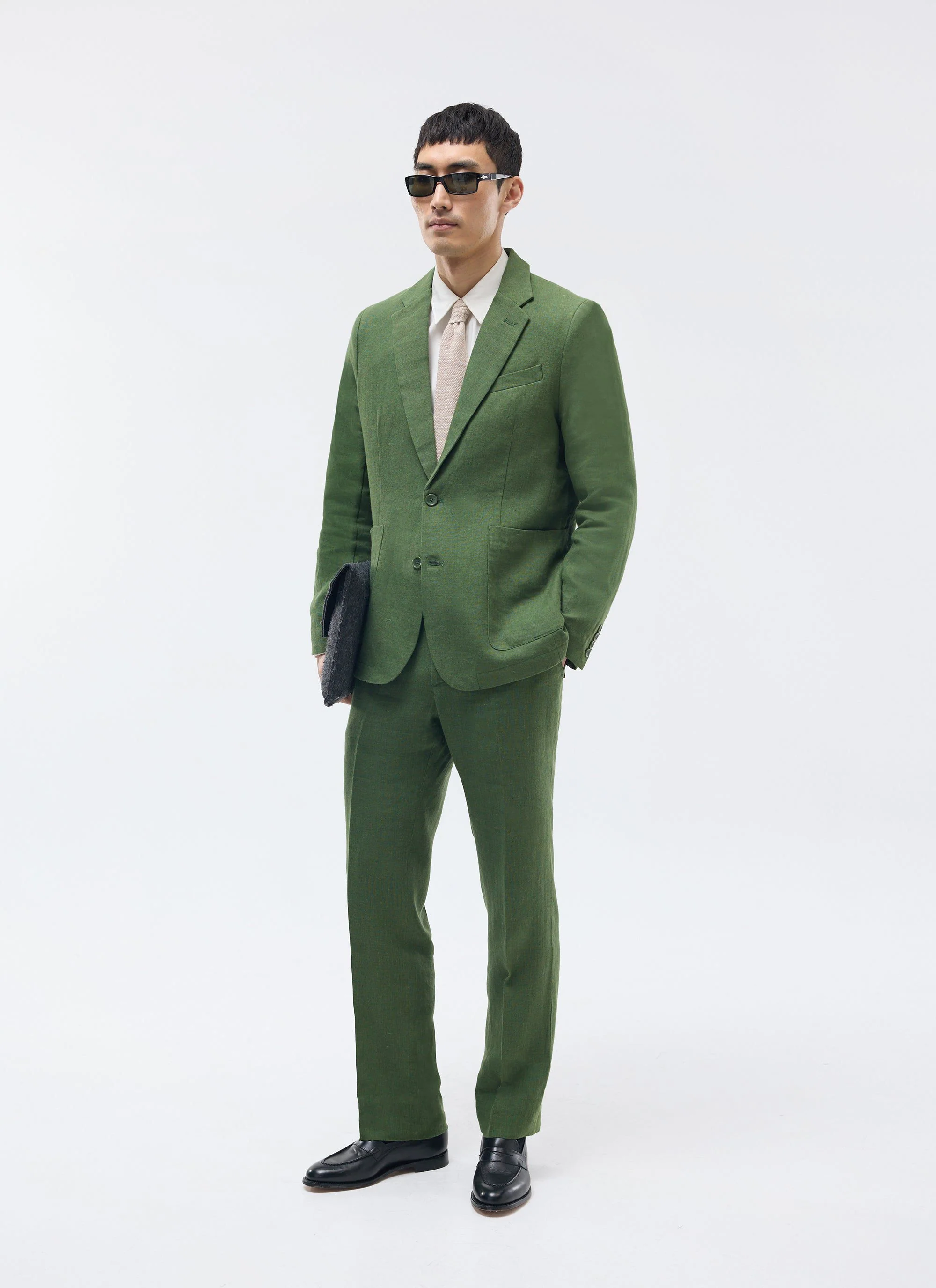 2143-tailored-two-piece-suit-linen-forest-green-2.webp Tailored Two Piece Suit | Linen | Forest Green