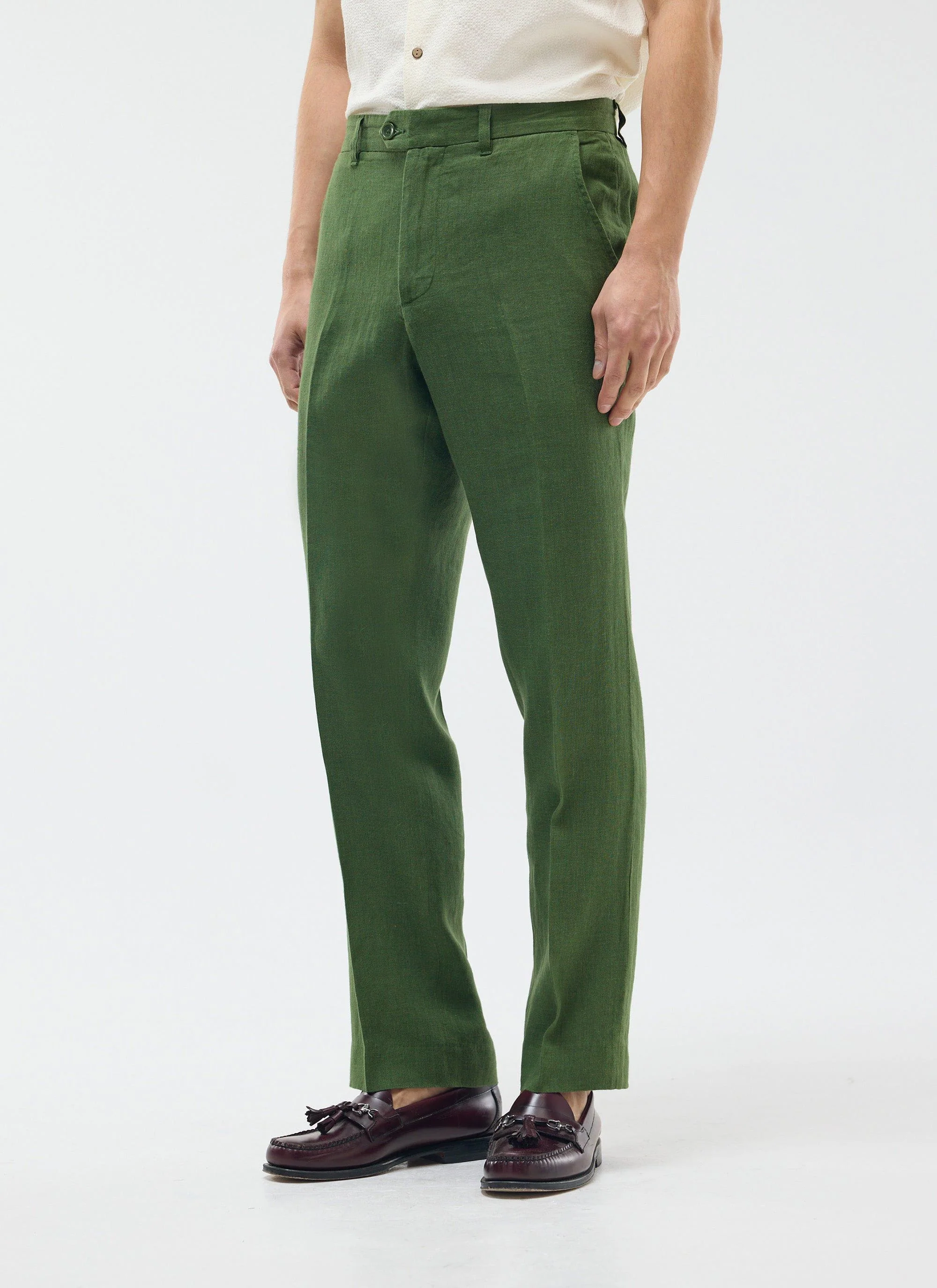 2143-tailored-two-piece-suit-linen-forest-green-3.webp Tailored Two Piece Suit | Linen | Forest Green