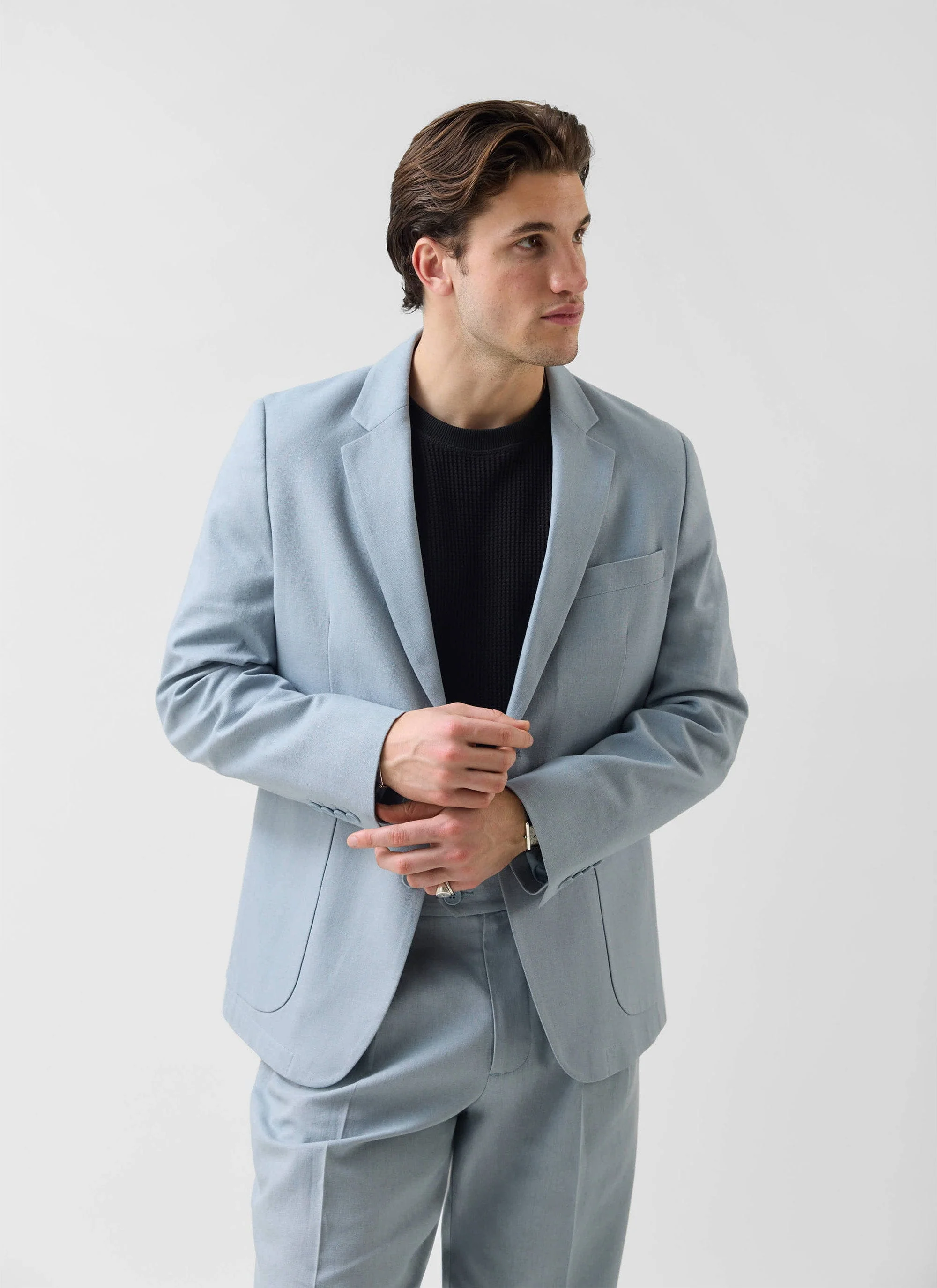2396-tailored-two-piece-suit-linen-light-blue-3.webp Tailored Two Piece Suit | Linen | Light Blue