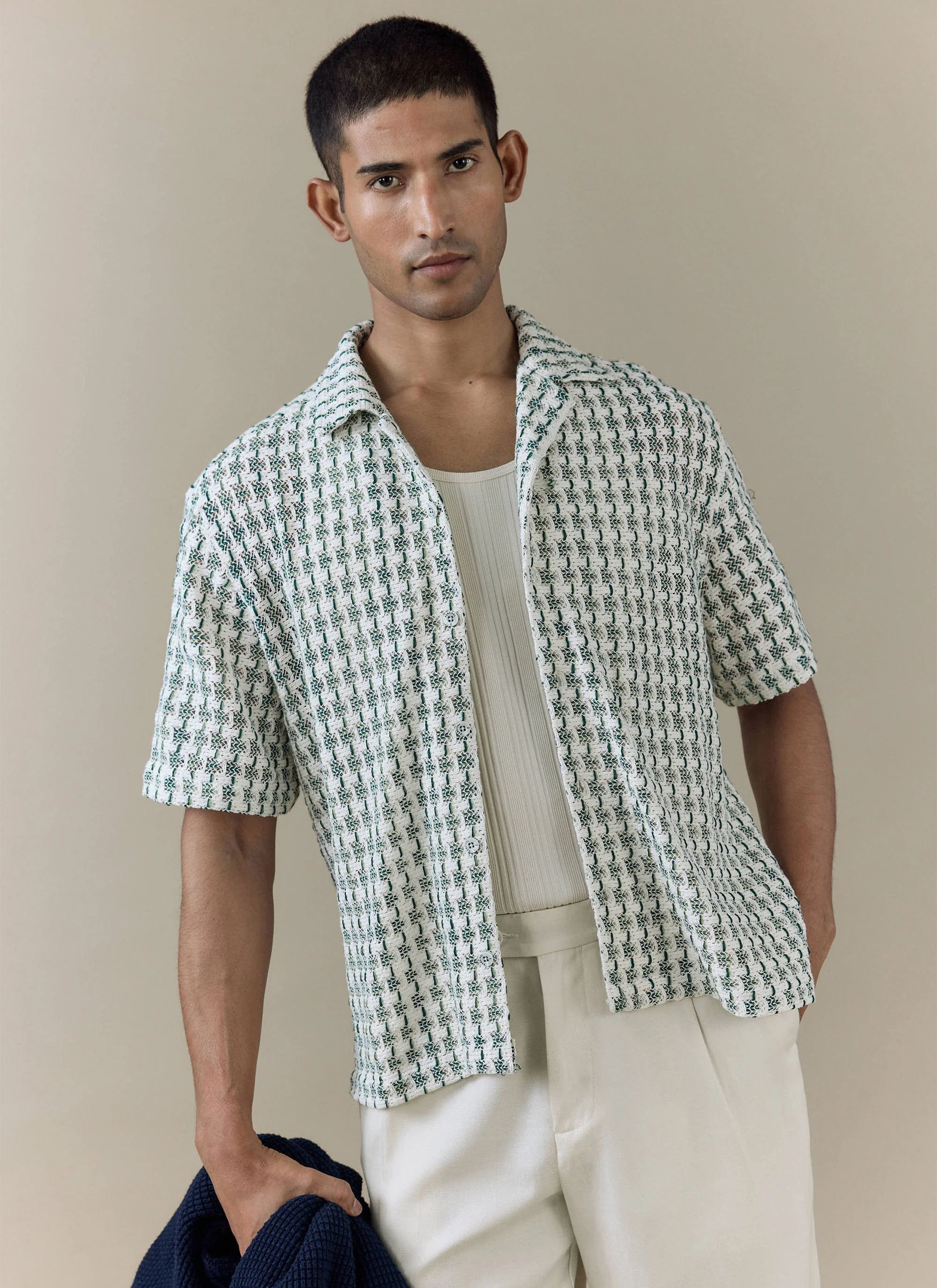 257-freddie-crochet-boxy-shirt-cotton-green-1.webp Freddie Crochet Boxy Shirt | Cotton | Green