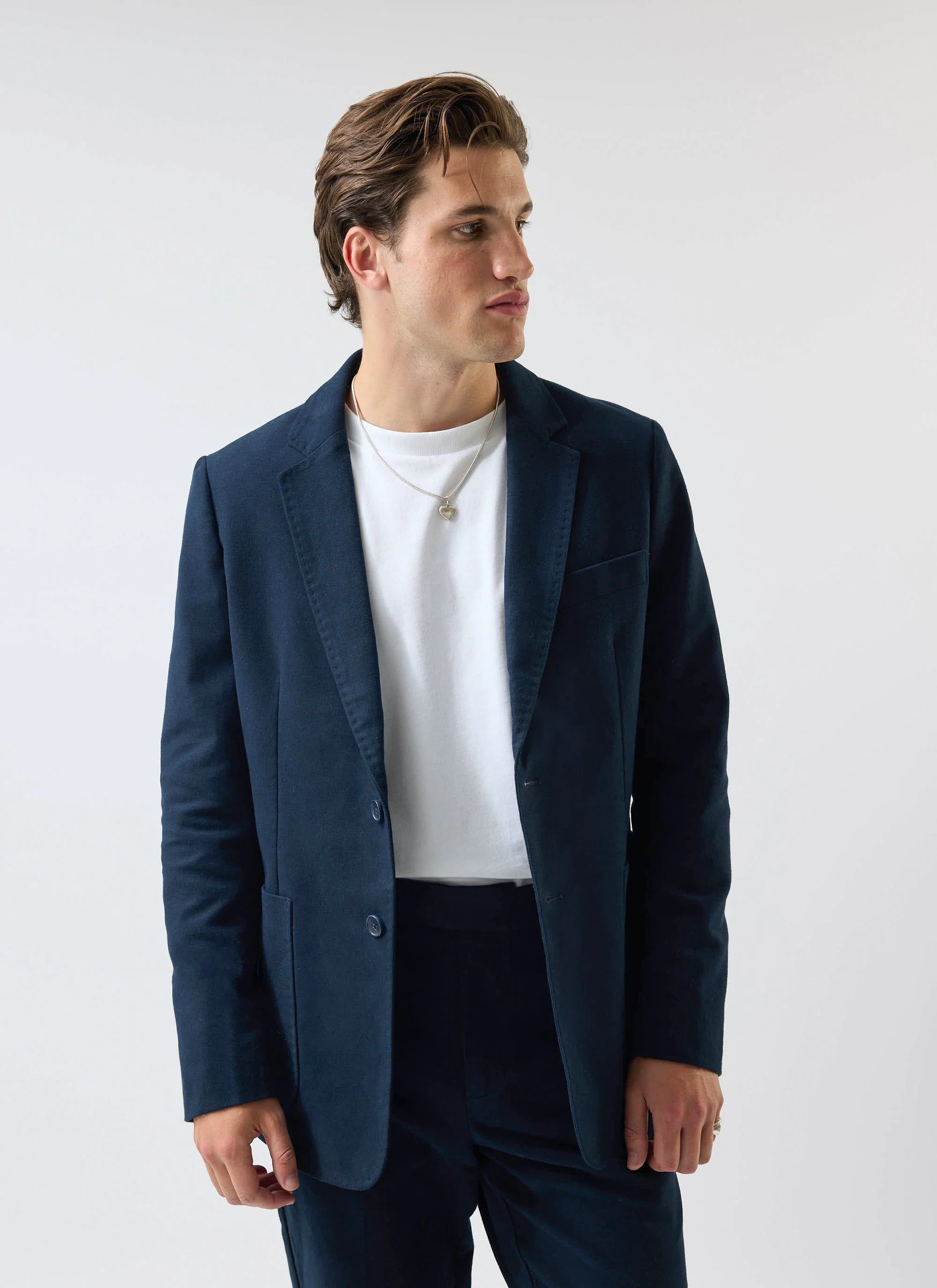 Tailored Moleskin Blazer | Navy