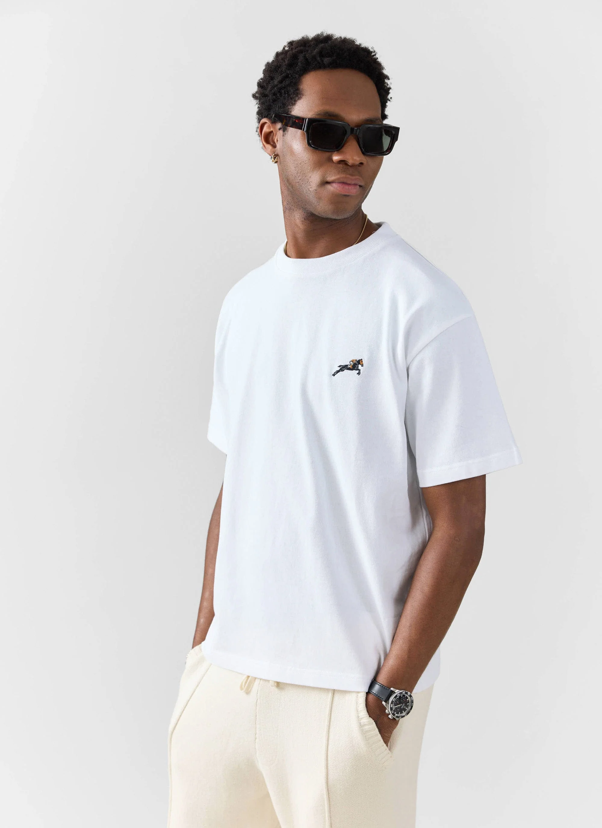 2690-galloping-horse-embroidered-t-shirt-organic-cotton-white-5.webp Galloping Horse Embroidered T Shirt | Organic Cotton | White