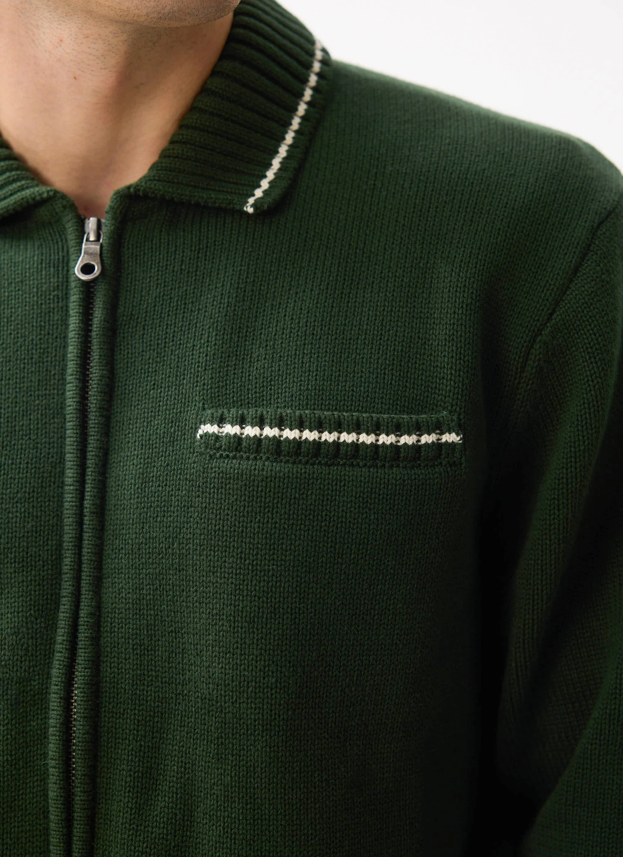 Gardner Dense Knitted Zip Cardigan | Cotton | Forest