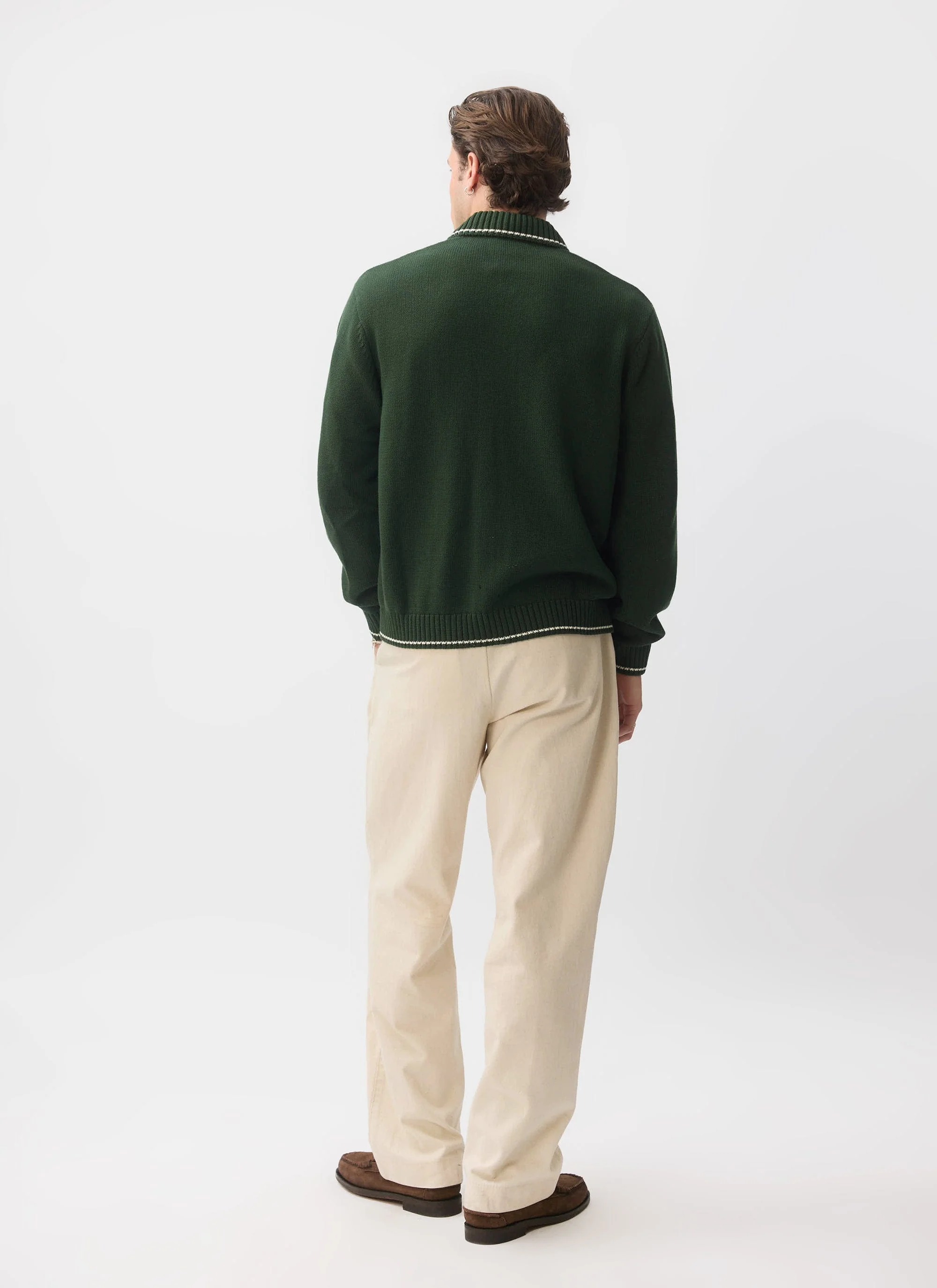 Gardner Dense Knitted Zip Cardigan | Cotton | Forest