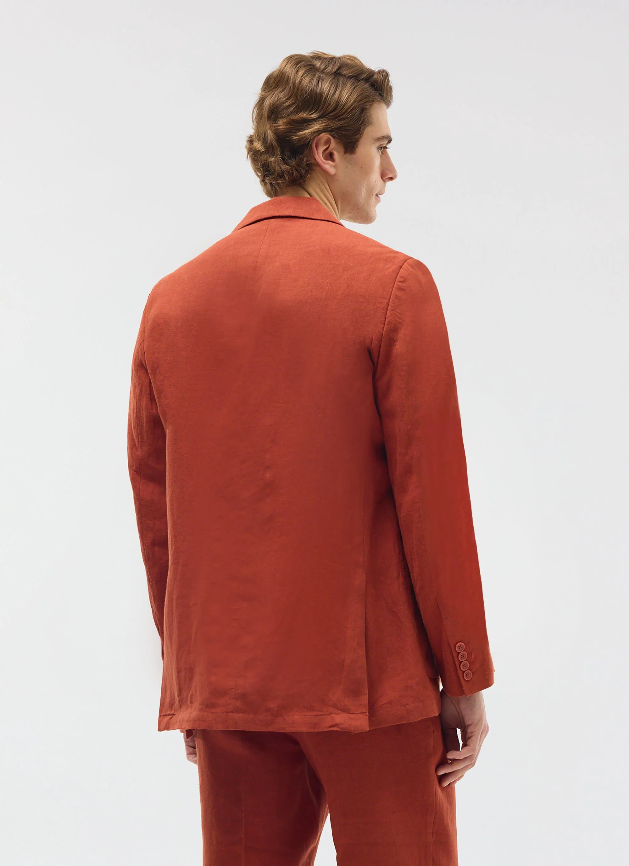 Relaxed Tailored Linen Blazer | Rust