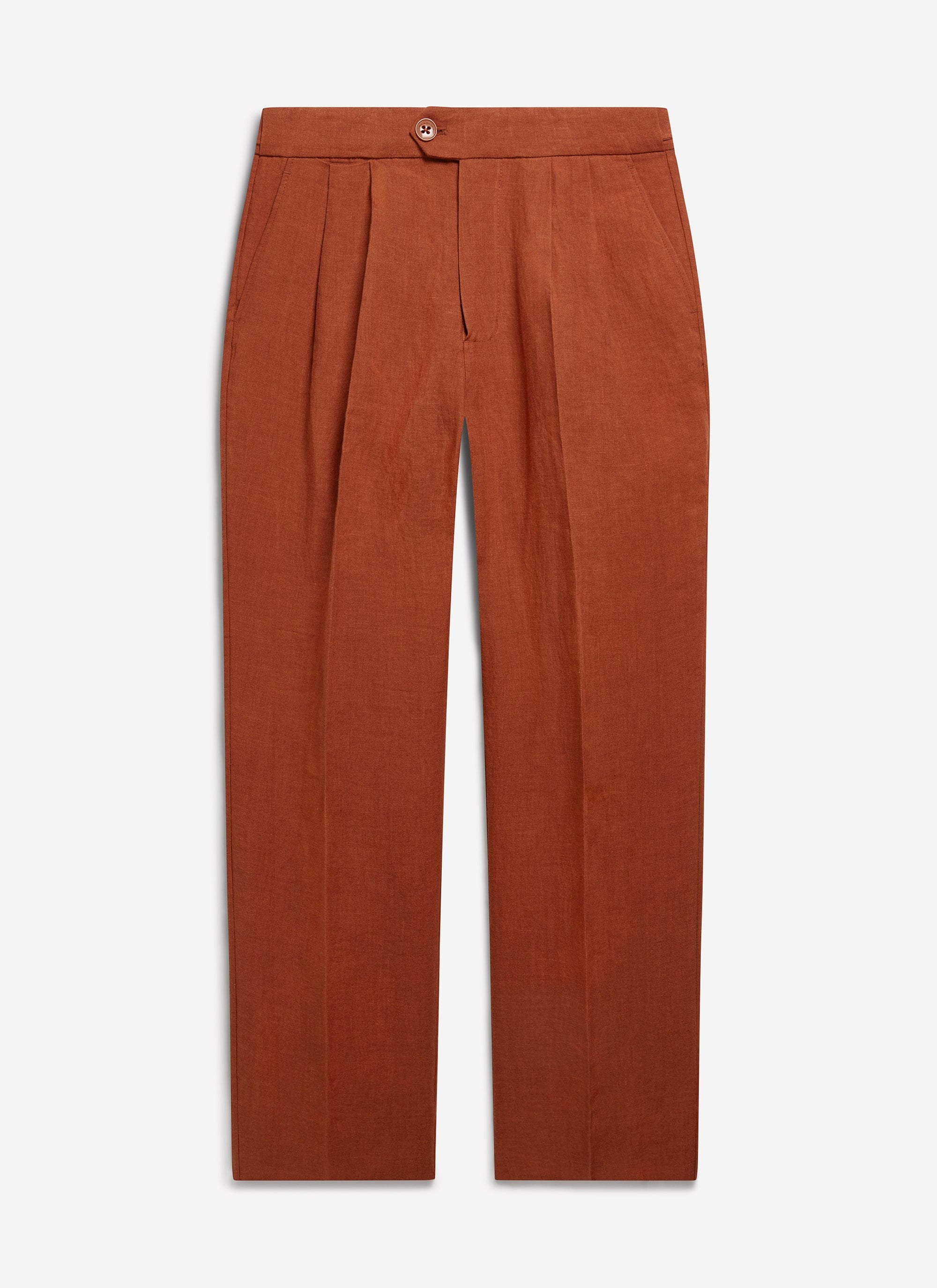 2758-pleated-tailored-trousers-linen-rust-10.jpg Pleated Tailored Trousers | Linen | Rust
