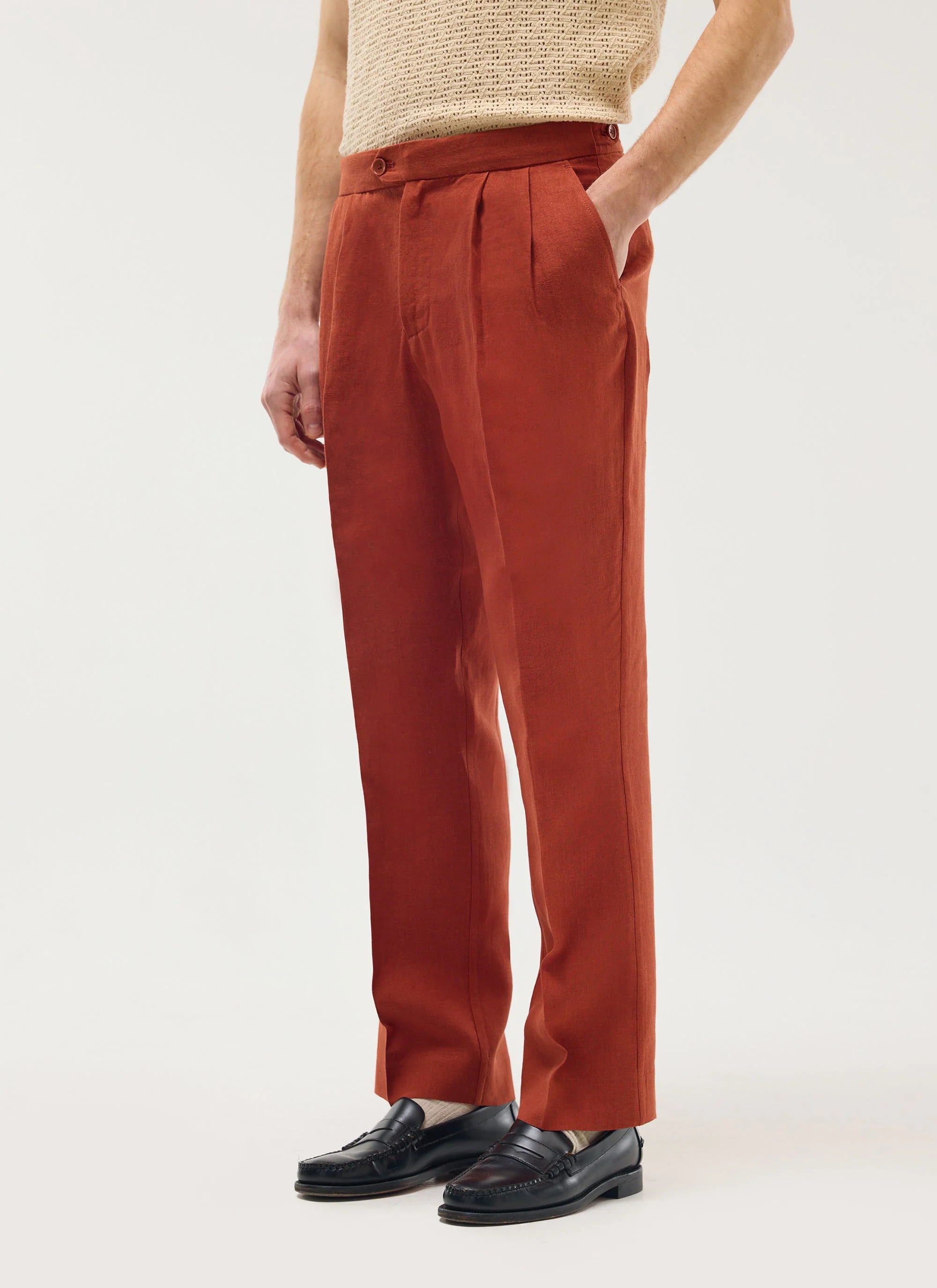 2758-pleated-tailored-trousers-linen-rust-4.webp Pleated Tailored Trousers | Linen | Rust