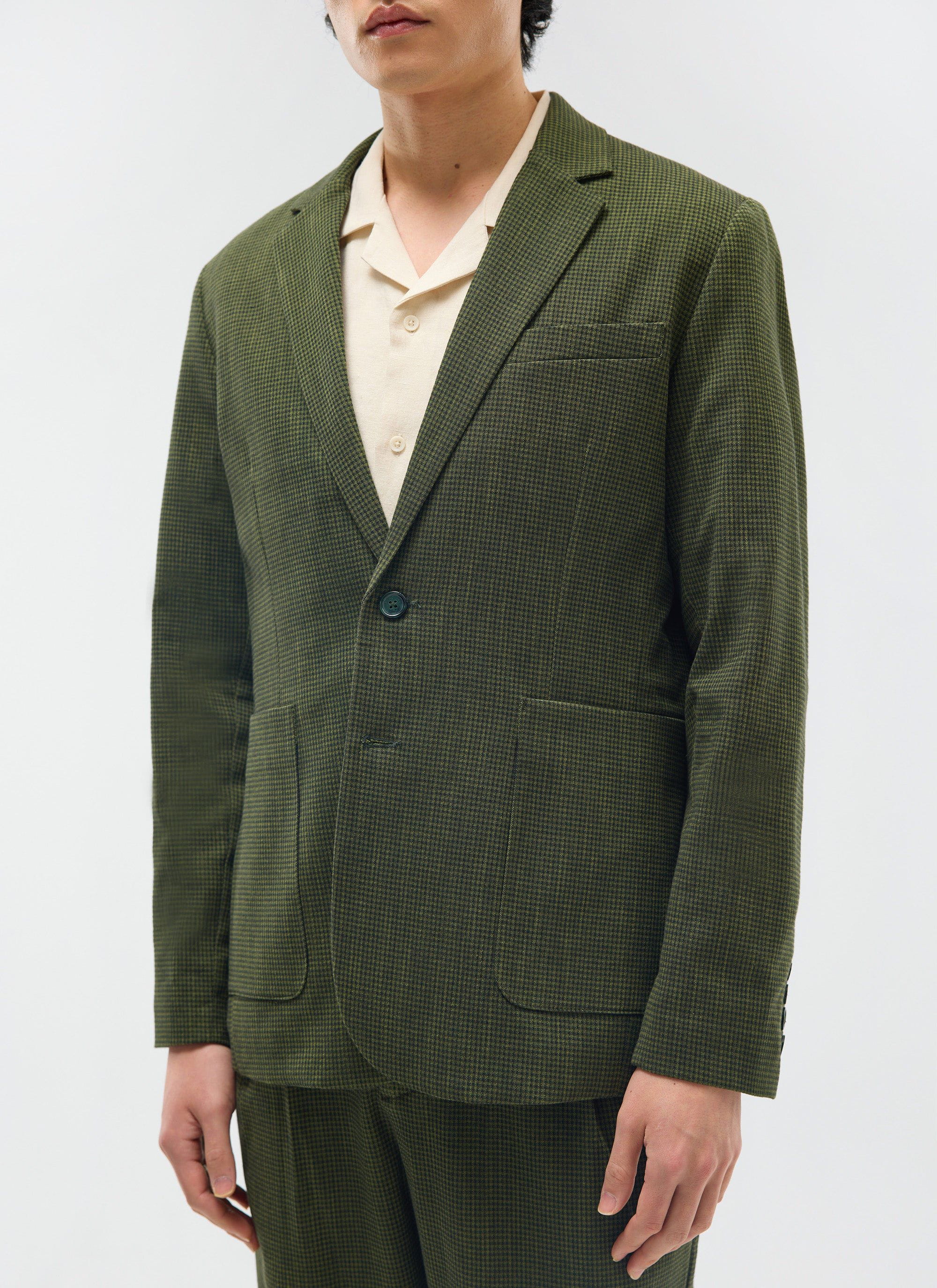 2777-relaxed-tailored-blazer-micro-check-forest-2.jpg Relaxed Tailored Blazer | Micro Check | Forest