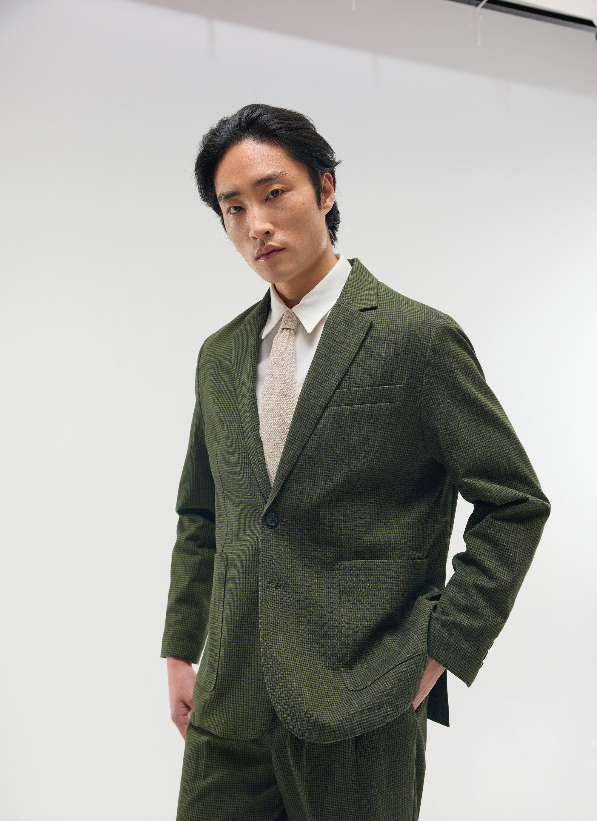 2777-relaxed-tailored-blazer-micro-check-forest-3.jpg Relaxed Tailored Blazer | Micro Check | Forest