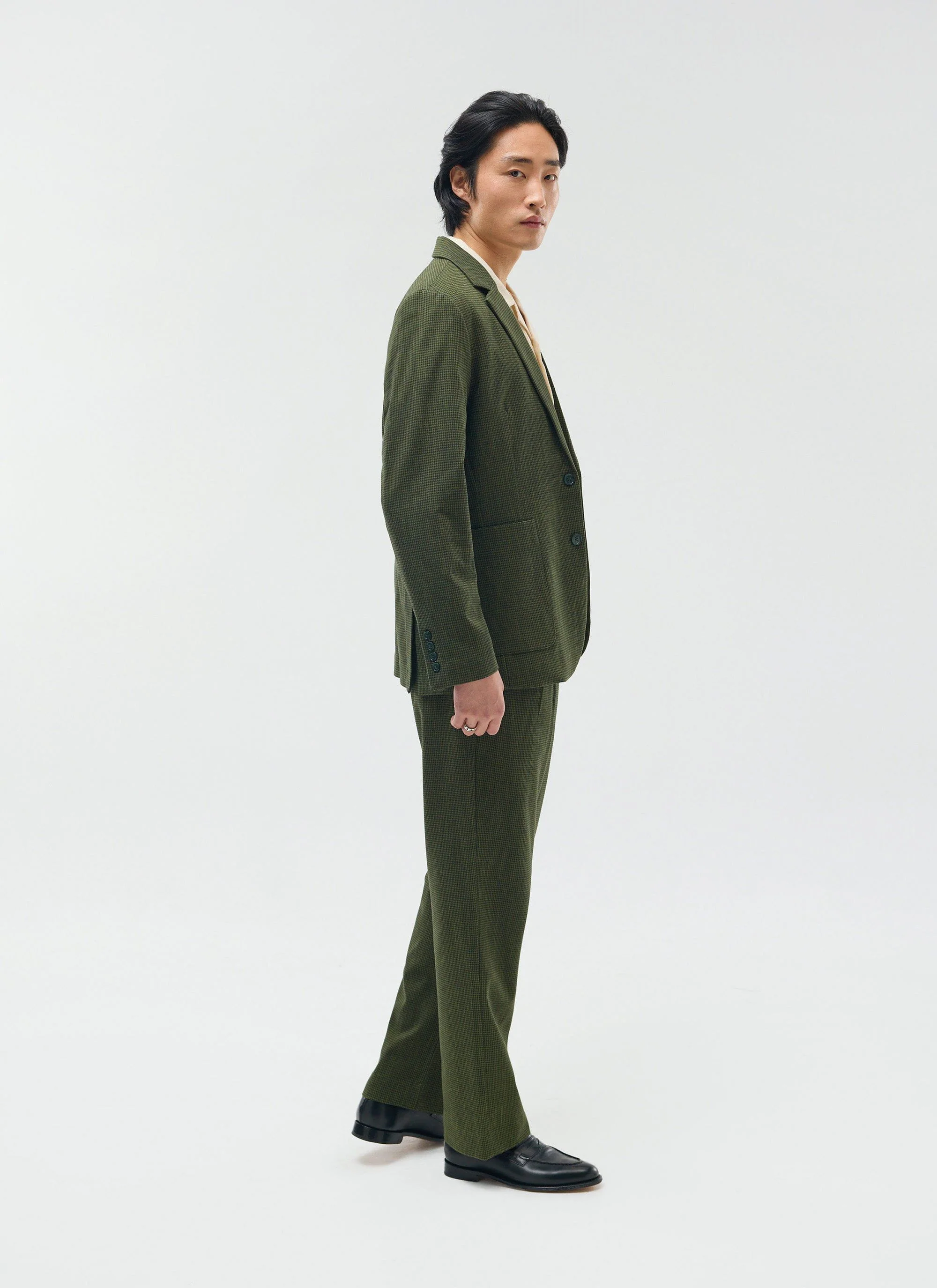 2777-relaxed-tailored-blazer-micro-check-forest-7.webp Relaxed Tailored Blazer | Micro Check | Forest
