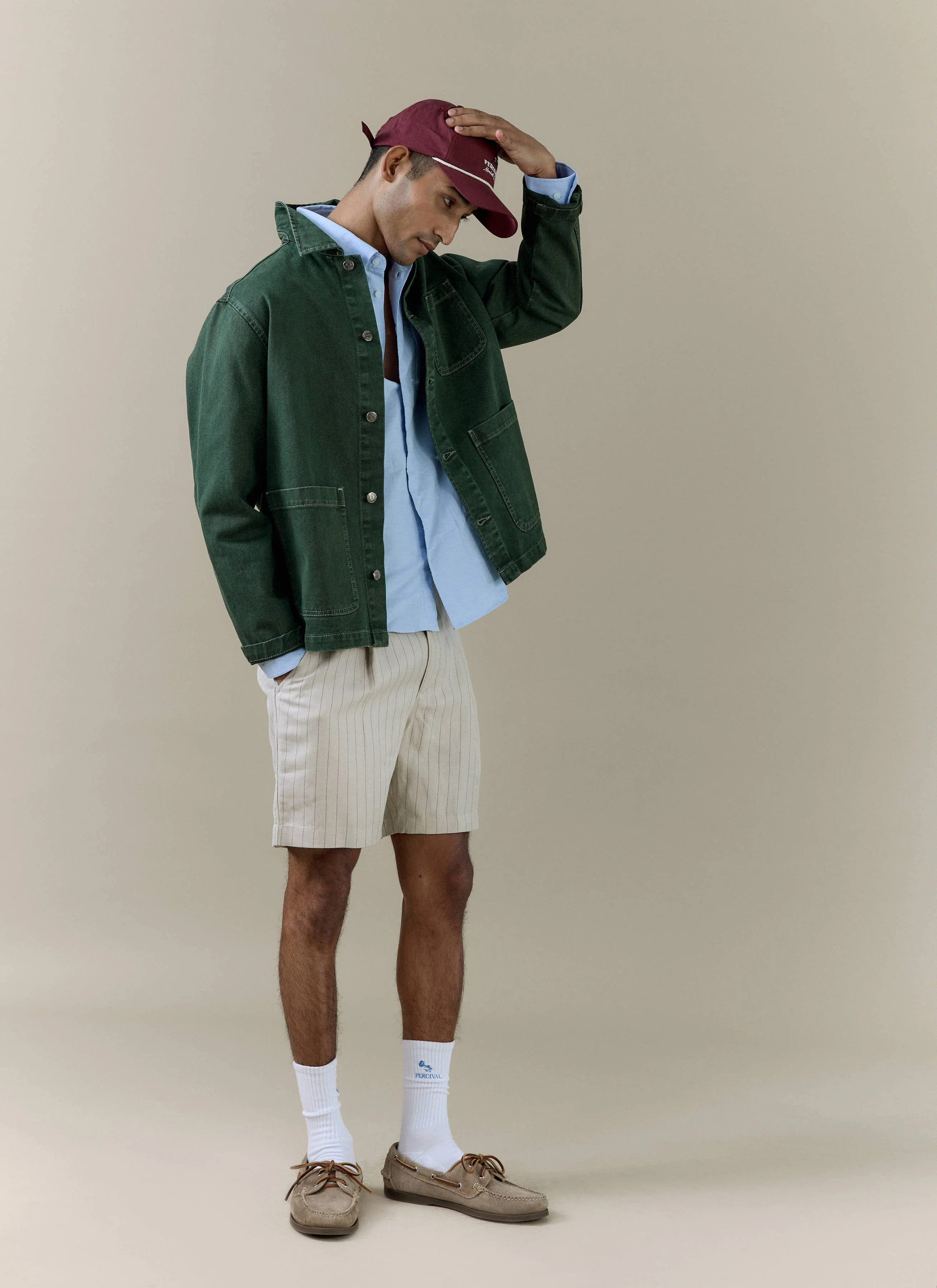 286-30-30-variation-2.webp Striped Tailored Shorts | Linen Blend | Cream