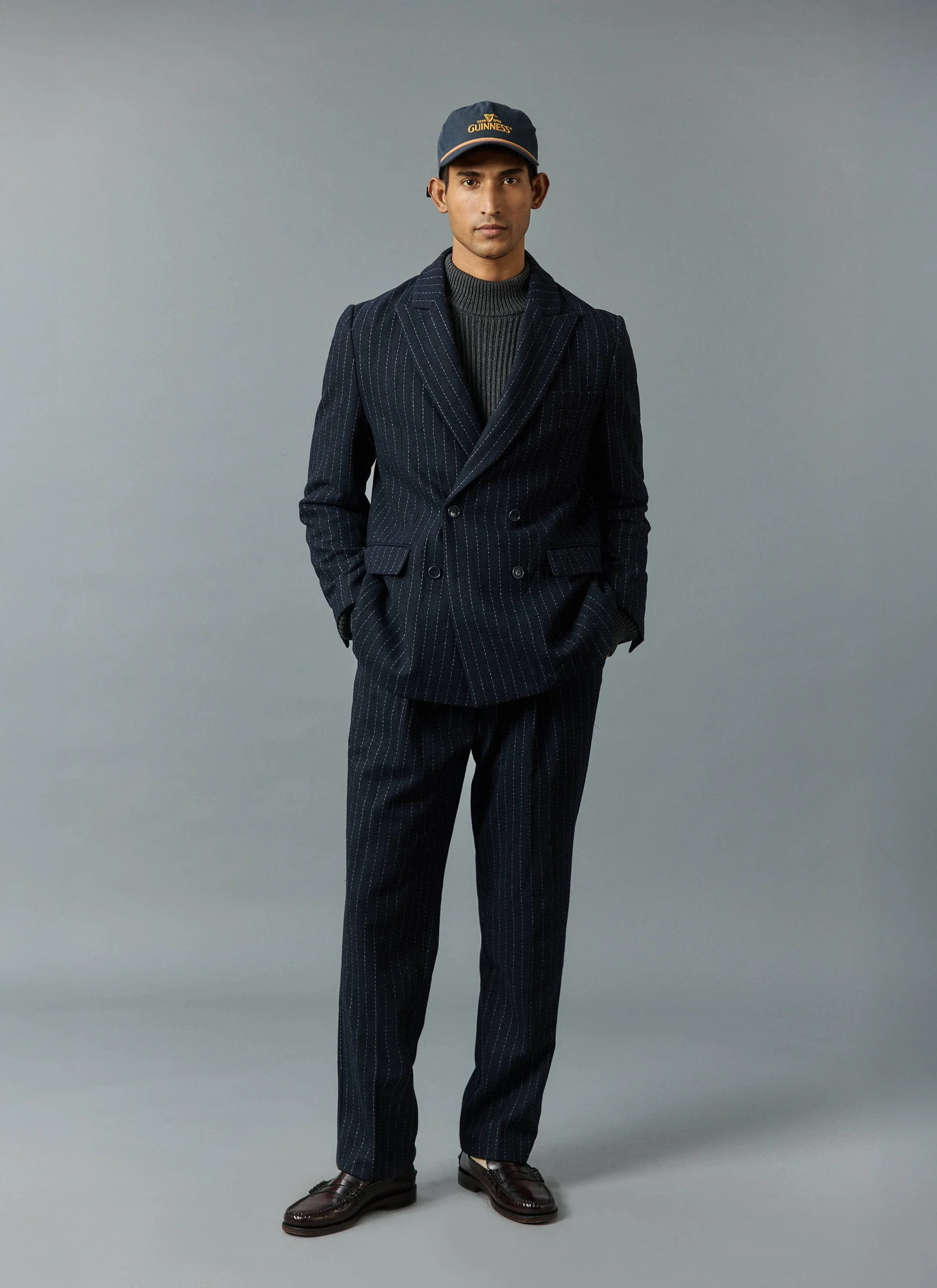 2906-textured-stripe-double-breasted-blazer-navy-1.webp Textured Stripe Double Breasted Blazer | Navy