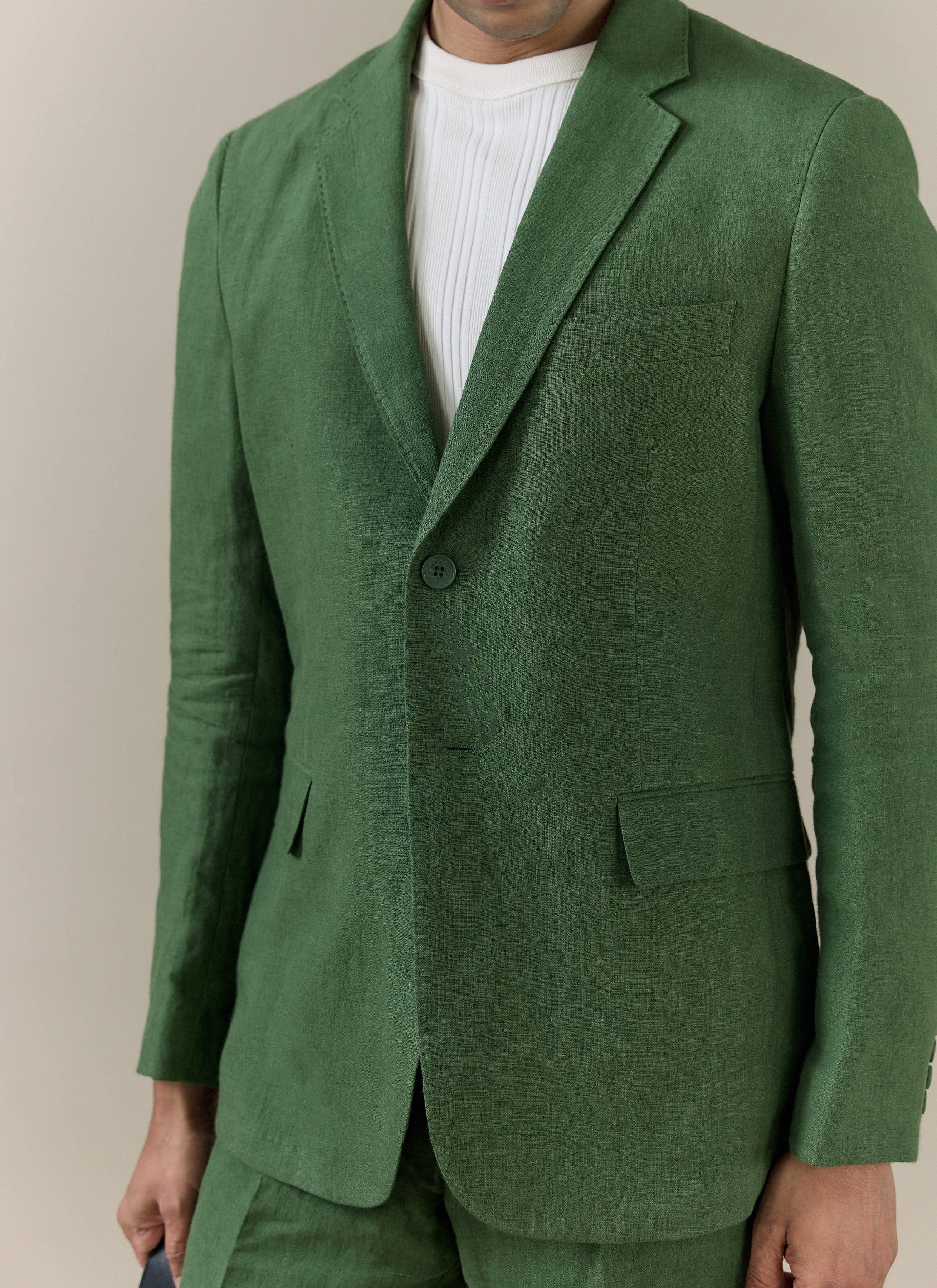 291-slim-fit-classic-blazer-linen-forest-2.jpg Slim Fit Classic Blazer | Linen | Forest