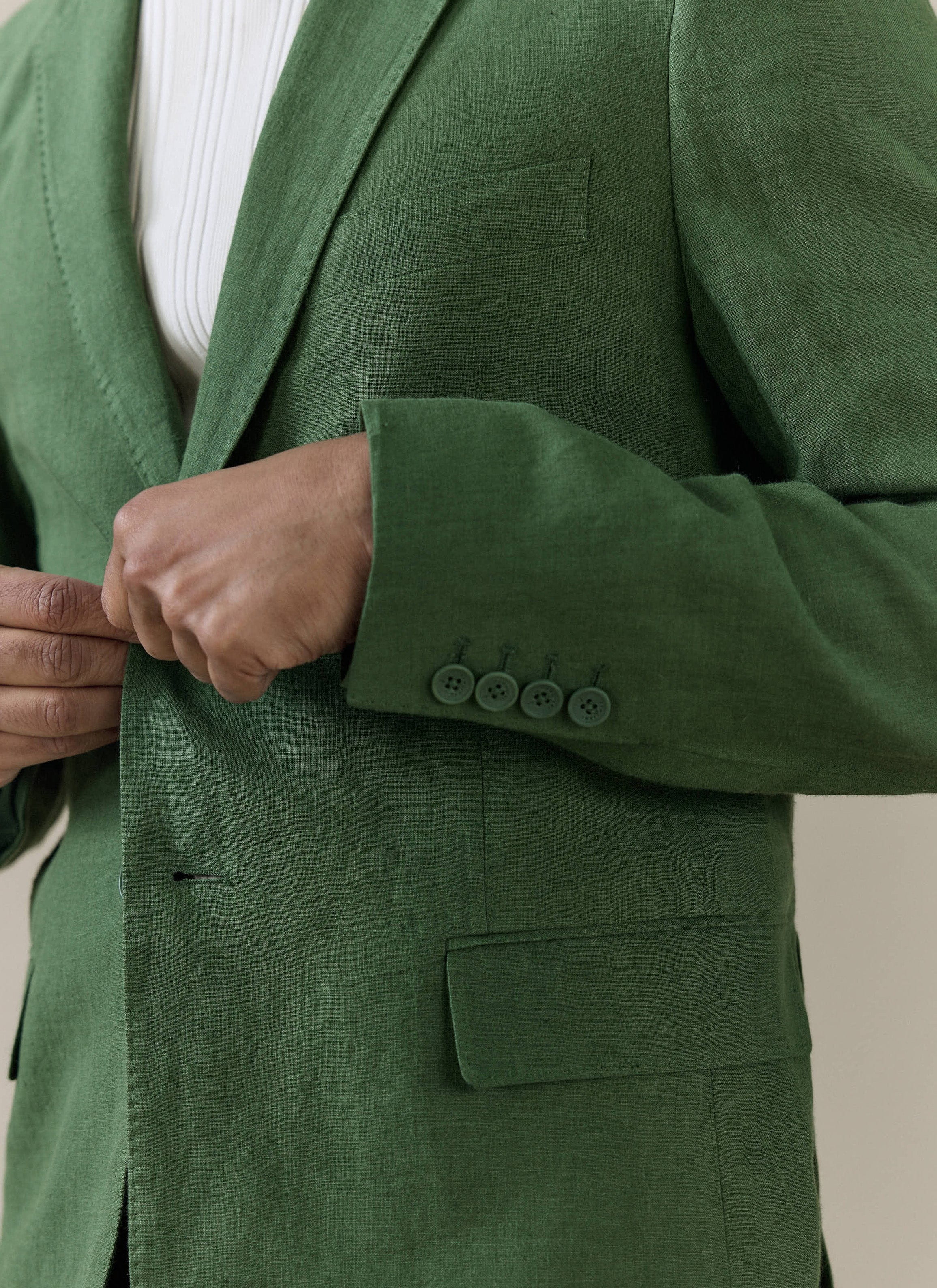 291-slim-fit-classic-blazer-linen-forest-6.jpg Slim Fit Classic Blazer | Linen | Forest