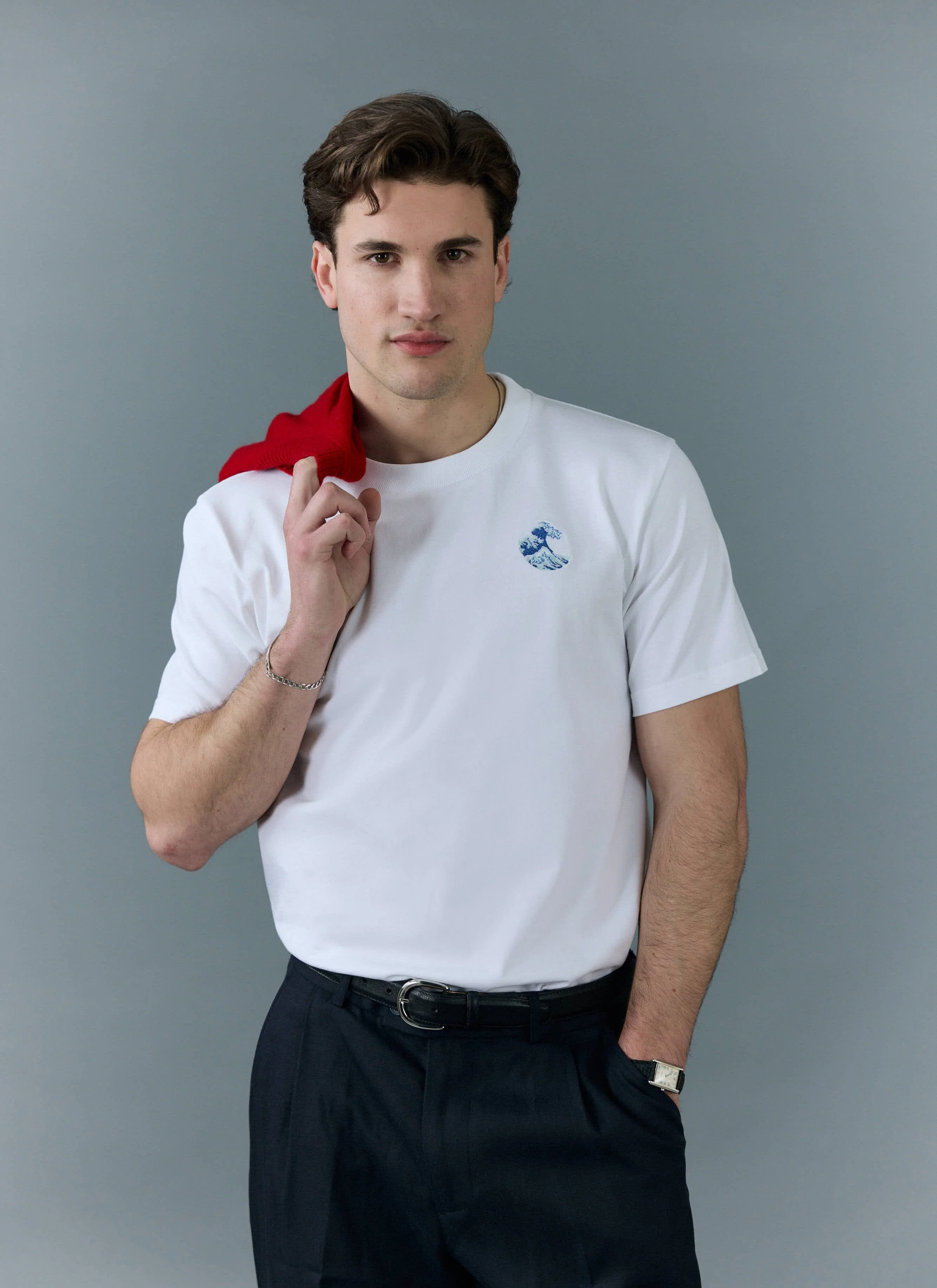 Wave T Shirt | Embroidered Organic Cotton | White