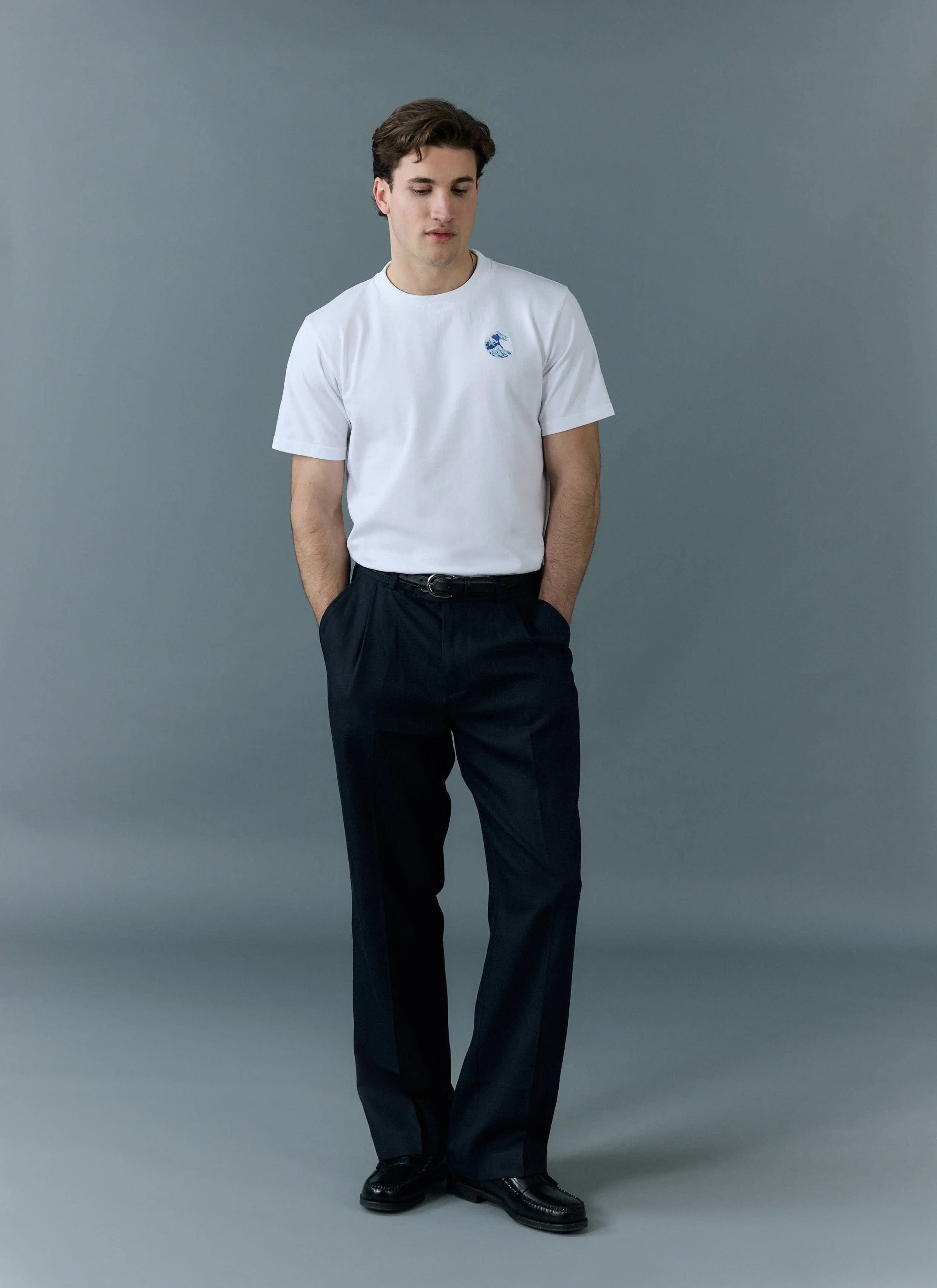 Wave T Shirt | Embroidered Organic Cotton | White