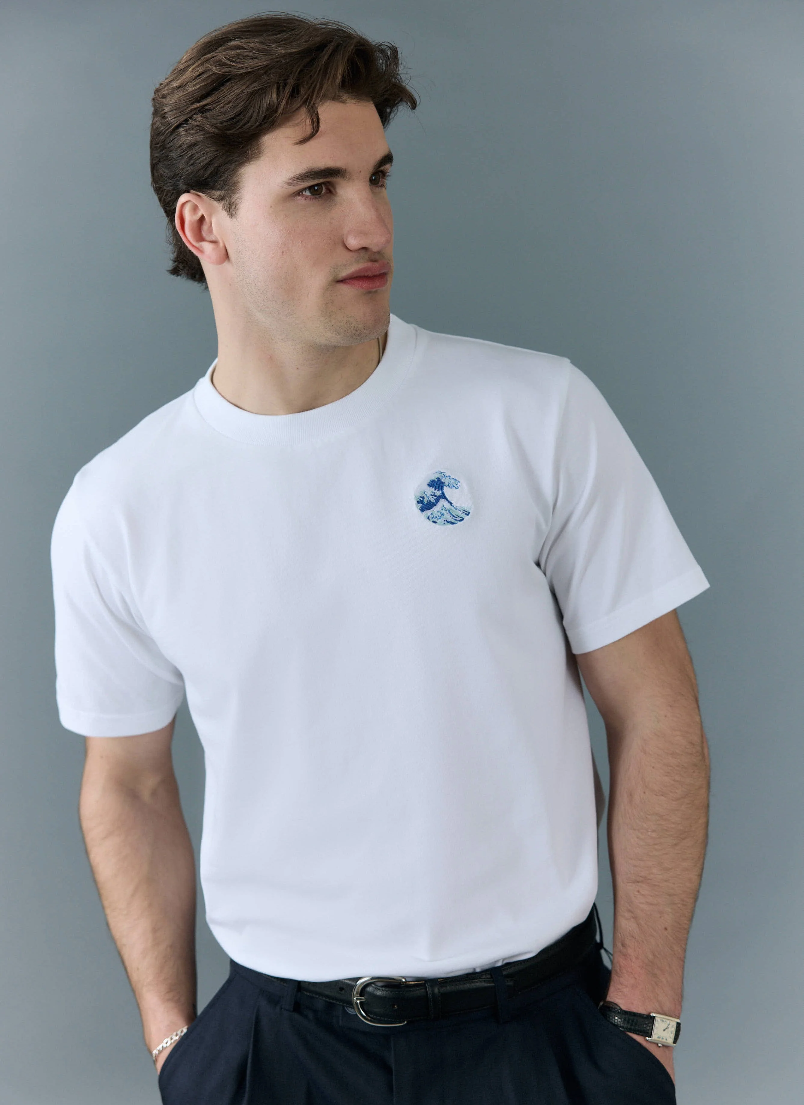 Wave T Shirt | Embroidered Organic Cotton | White