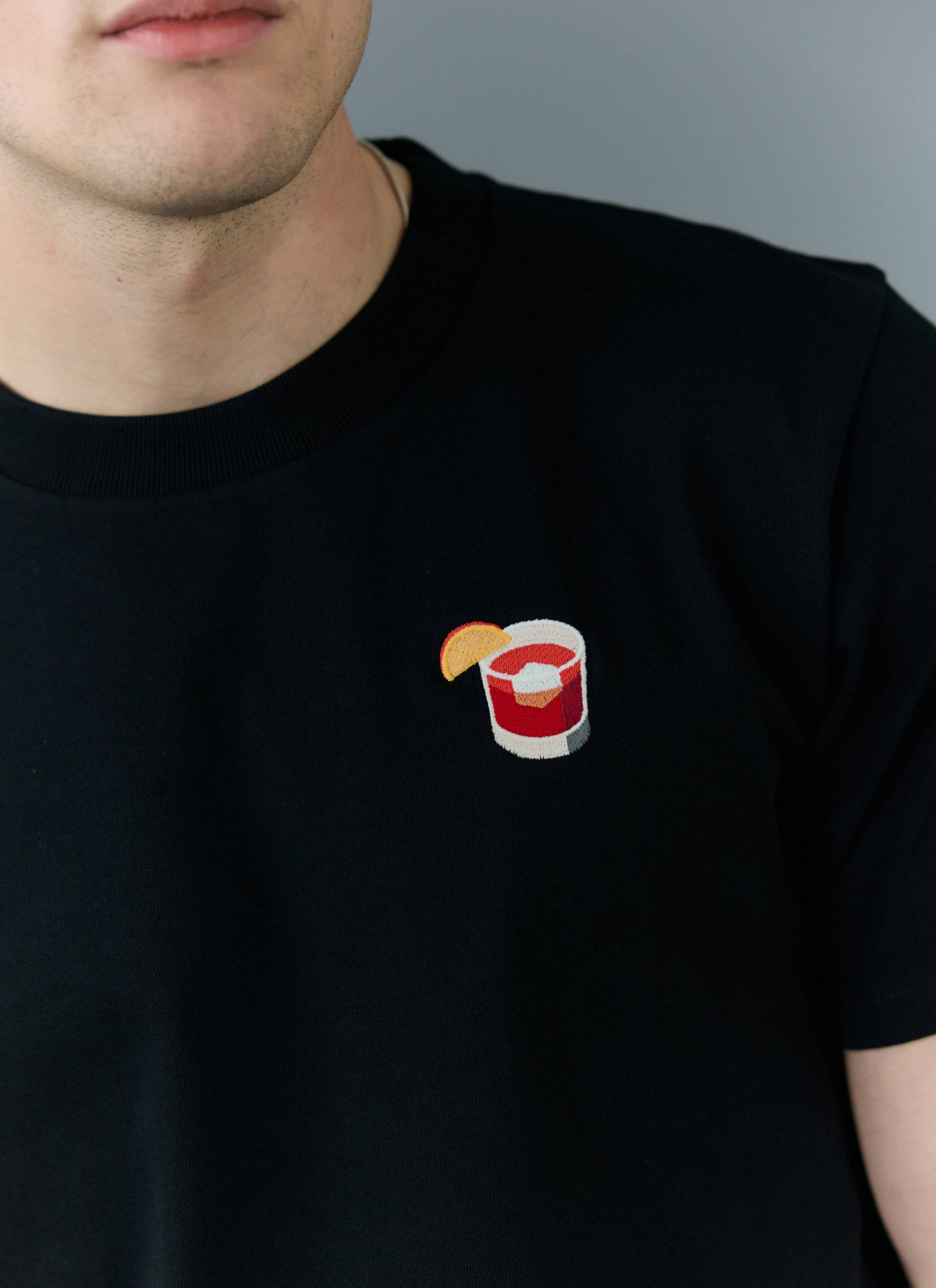 305-negroni-embroidered-t-shirt-organic-cotton-black-1.jpg Negroni Embroidered T Shirt | Organic Cotton | Black