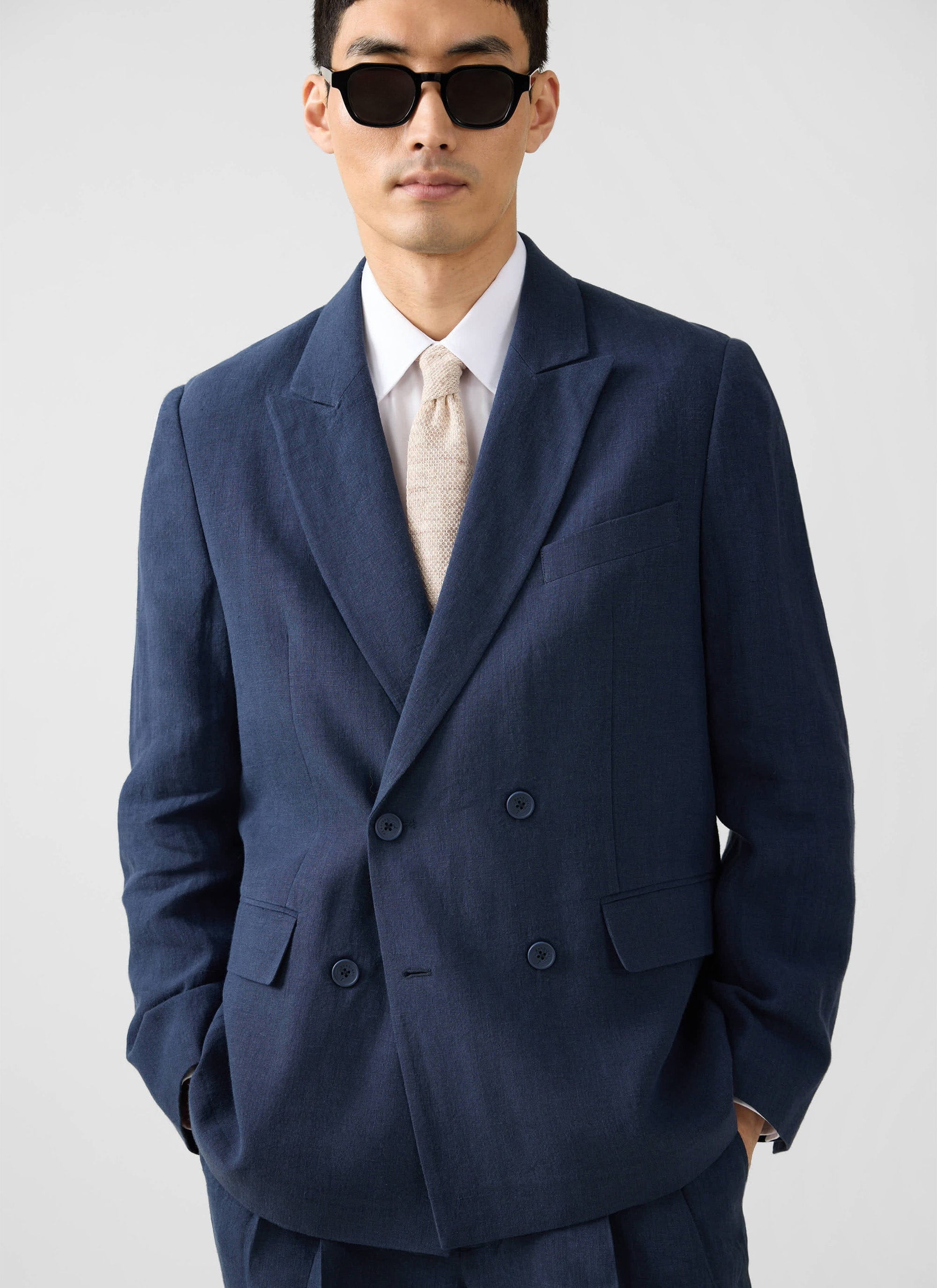3250-tailored-two-piece-double-breasted-suit-linen-navy-2.jpg Tailored Two Piece Double Breasted Suit | Linen | Navy