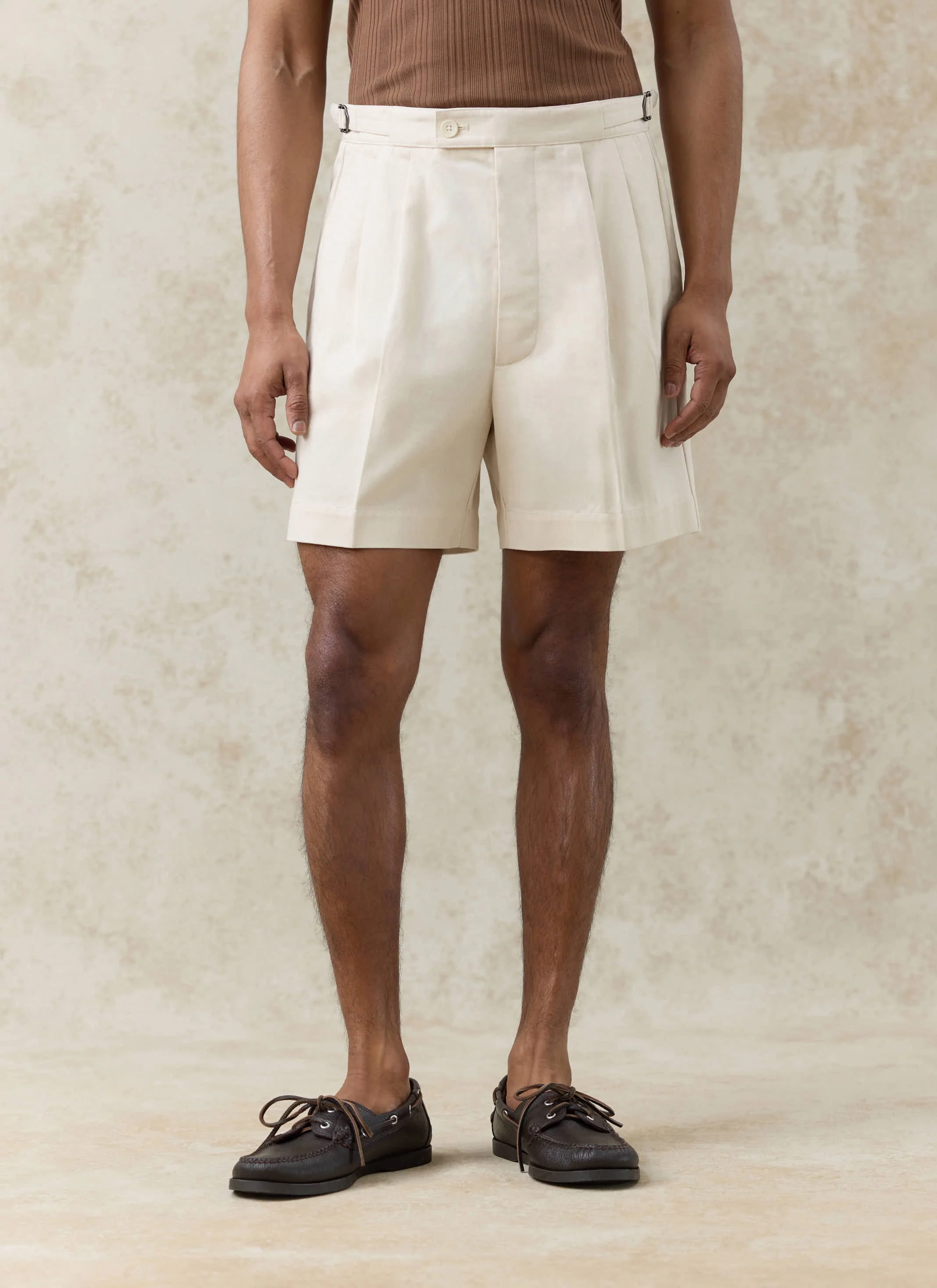 326-blake-double-pleated-shorts-cotton-cream-4.webp Blake Double Pleated Shorts | Cotton | Cream