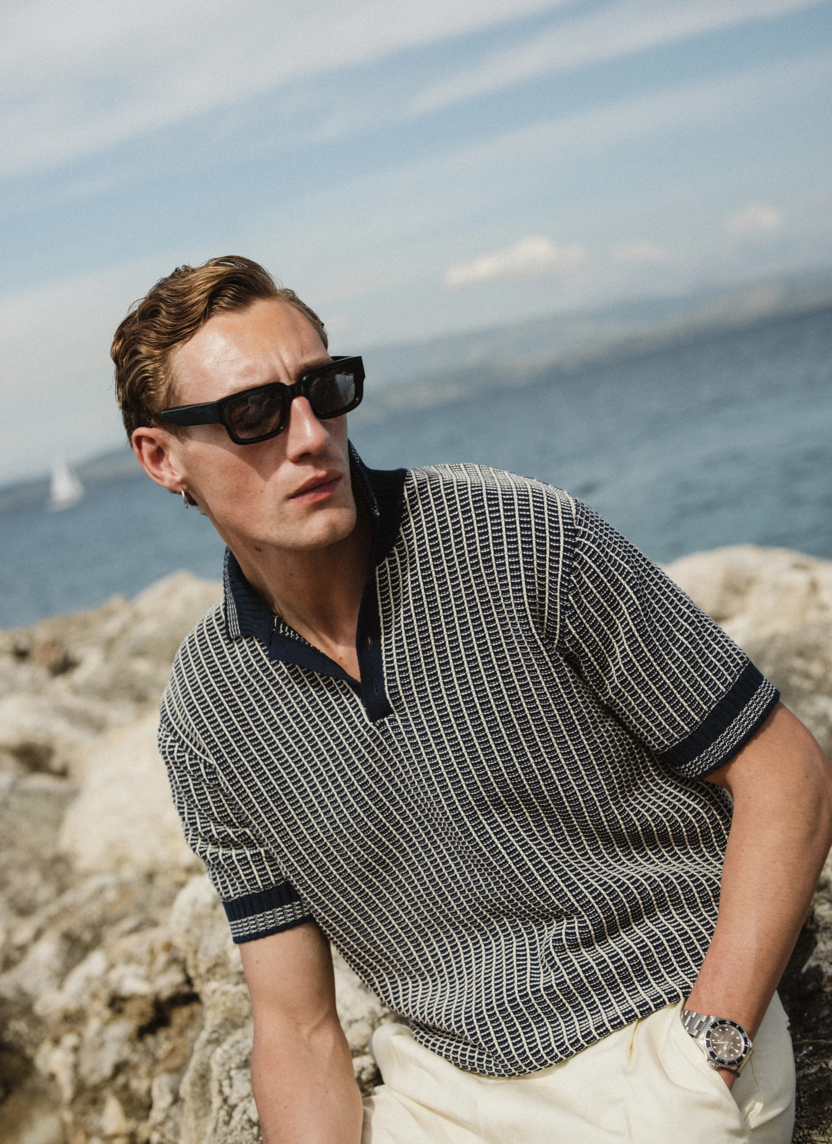 Claude Knitted Polo | Cotton | Navy