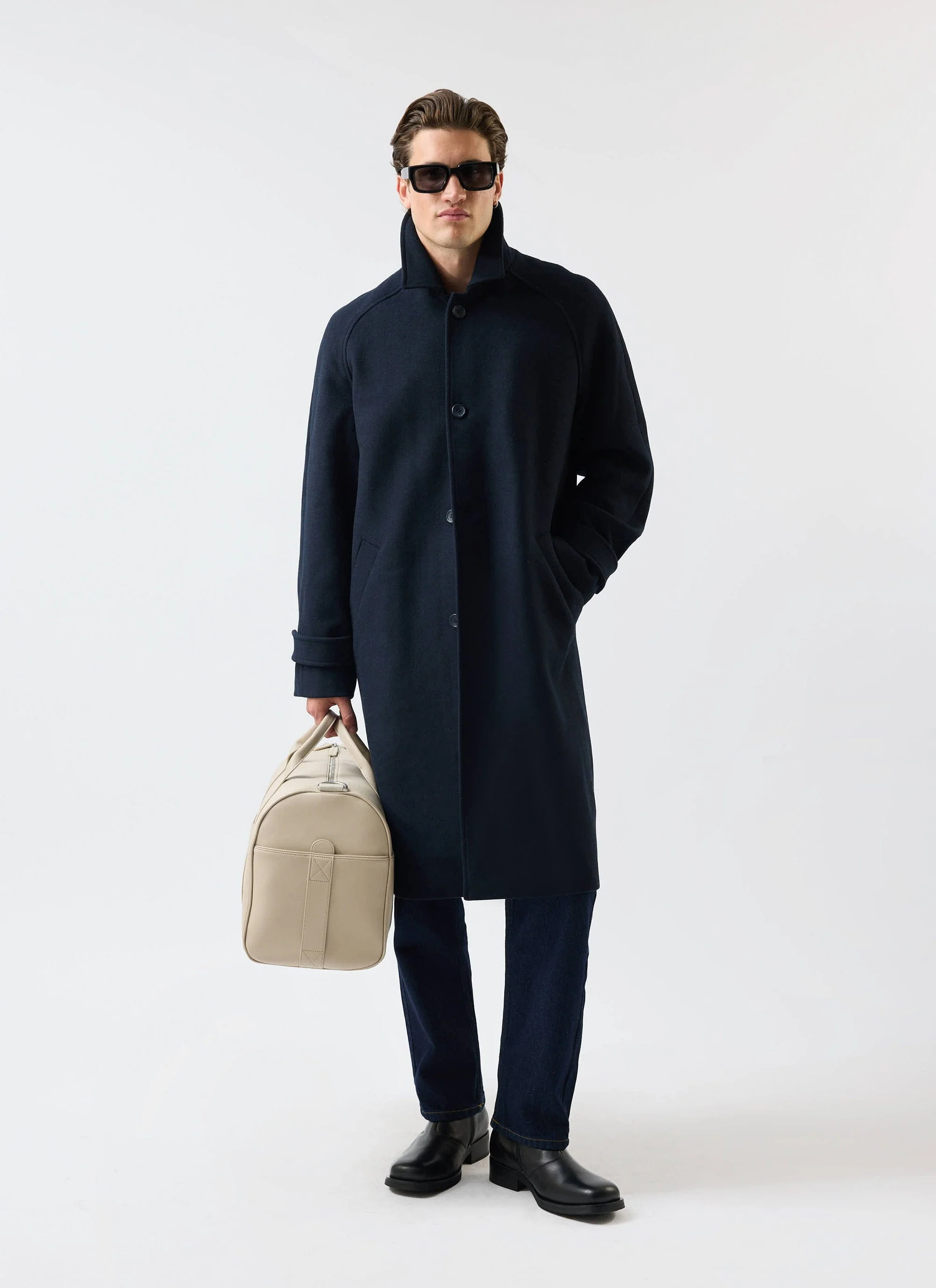 Men's Wool Car Coat | Navy