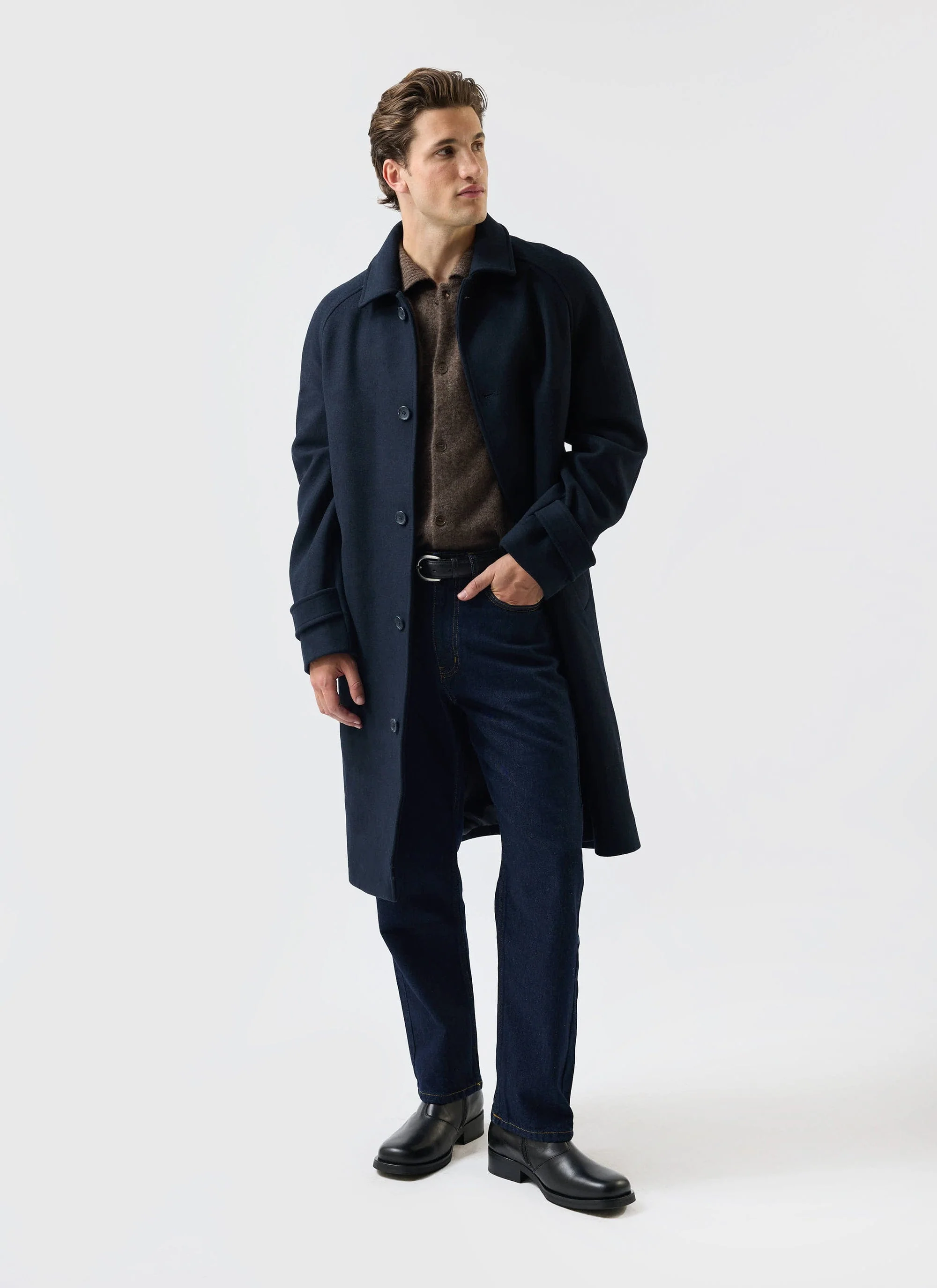 Men's Wool Car Coat | Navy