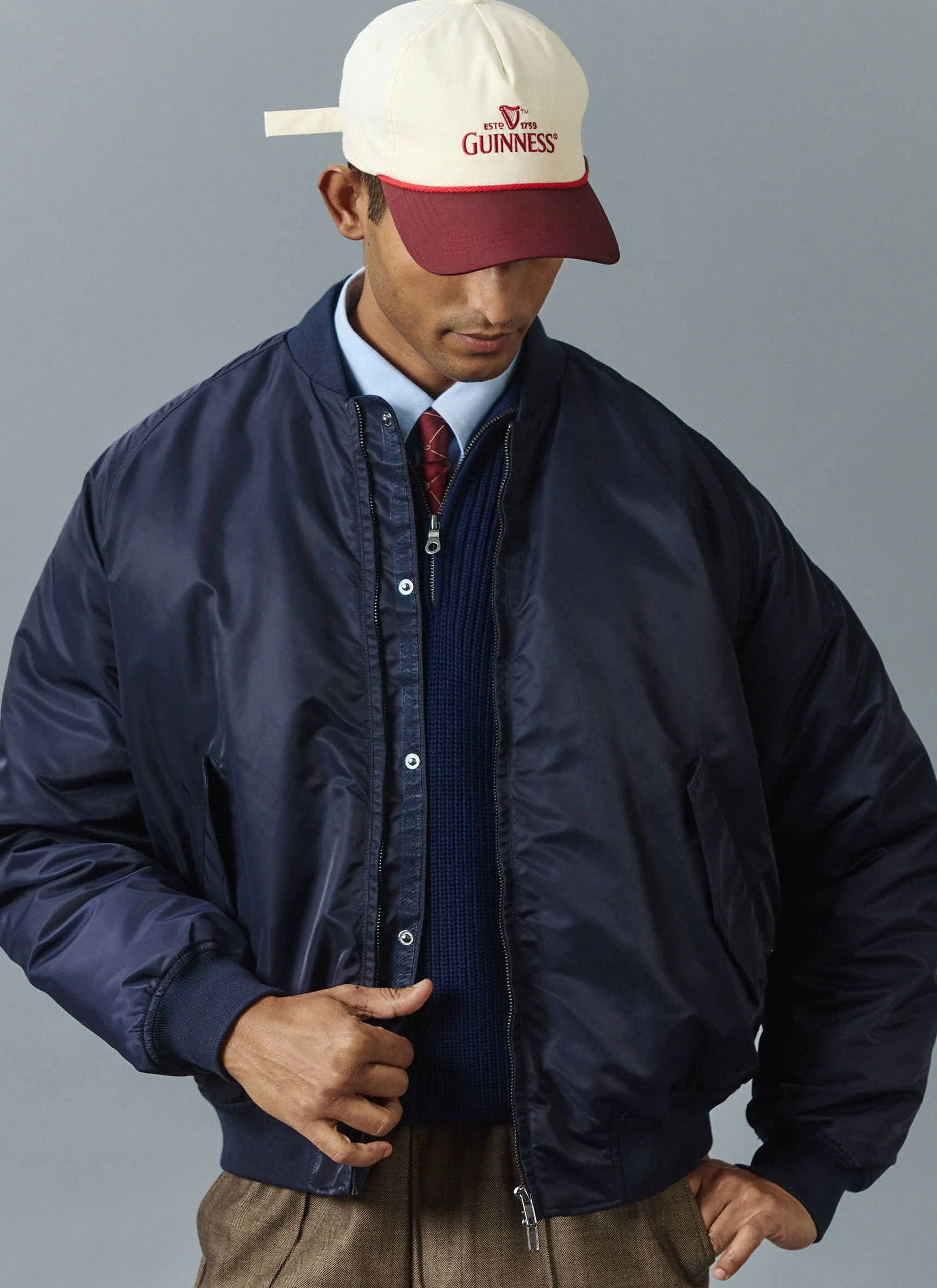 3556-bomber-jacket-nylon-midnight-with-olive-1.webp Bomber Jacket | Nylon | Midnight with Olive