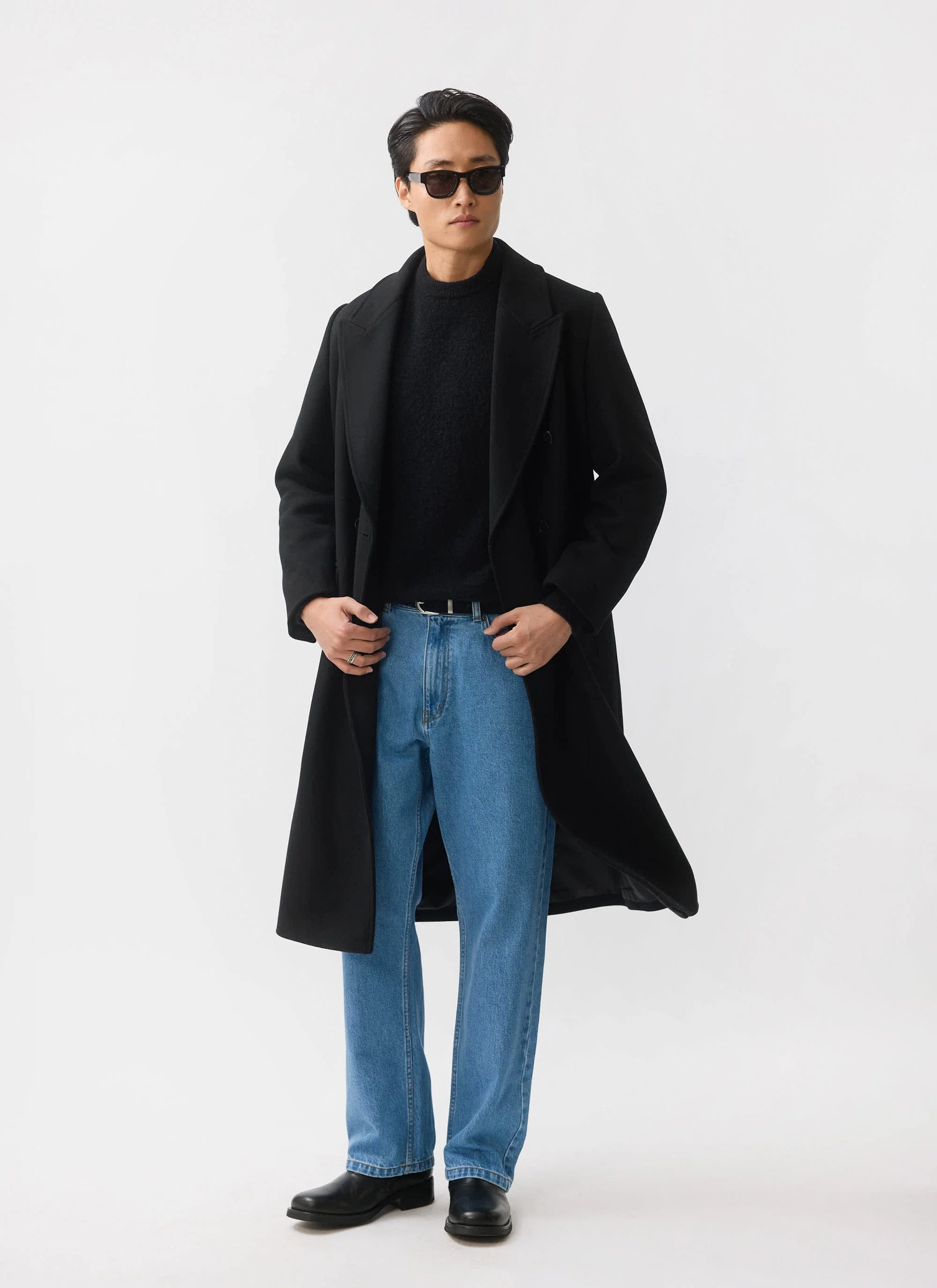 Double Breasted Overcoat | Wool | Black