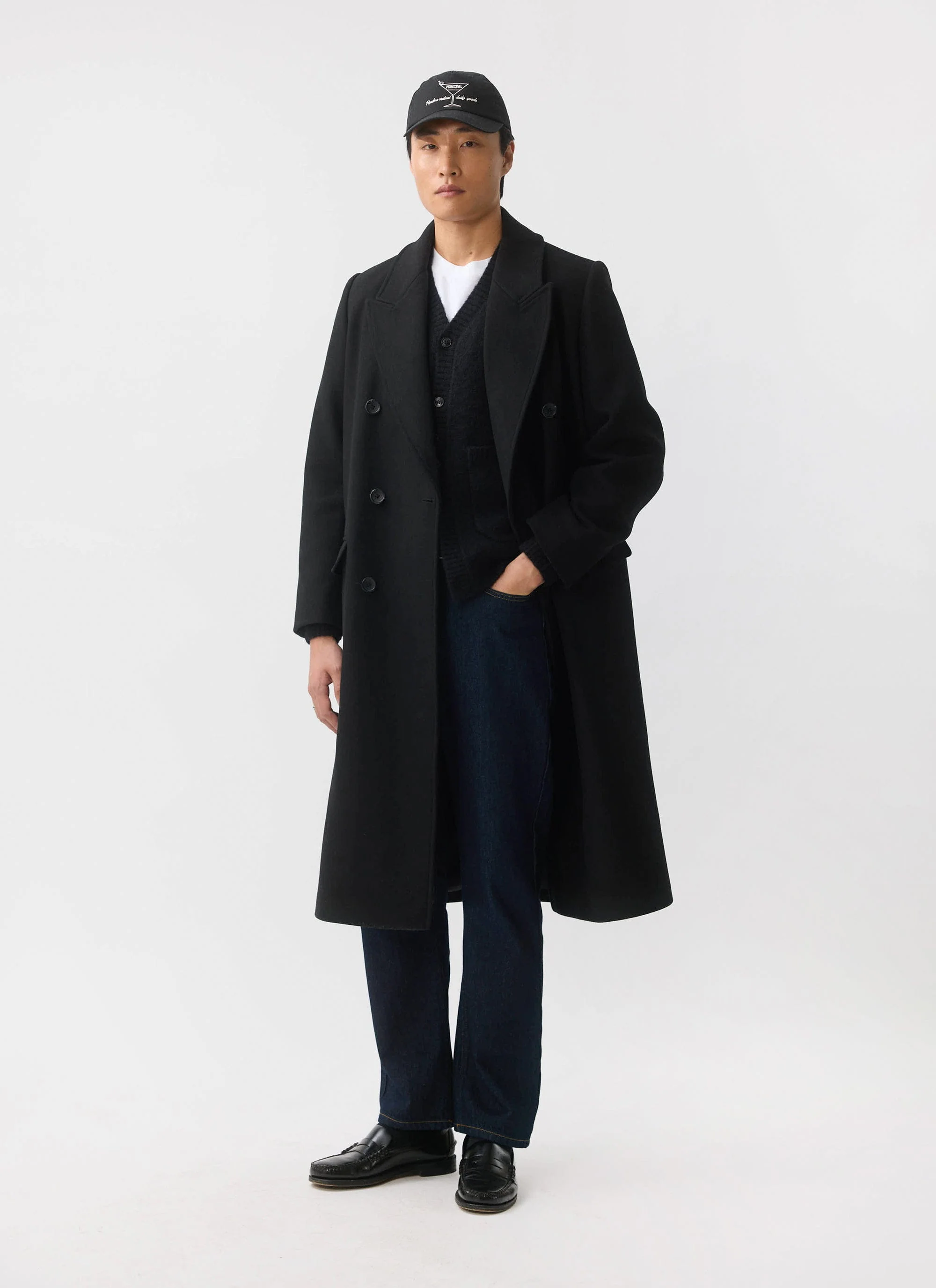 Double Breasted Overcoat | Wool | Black