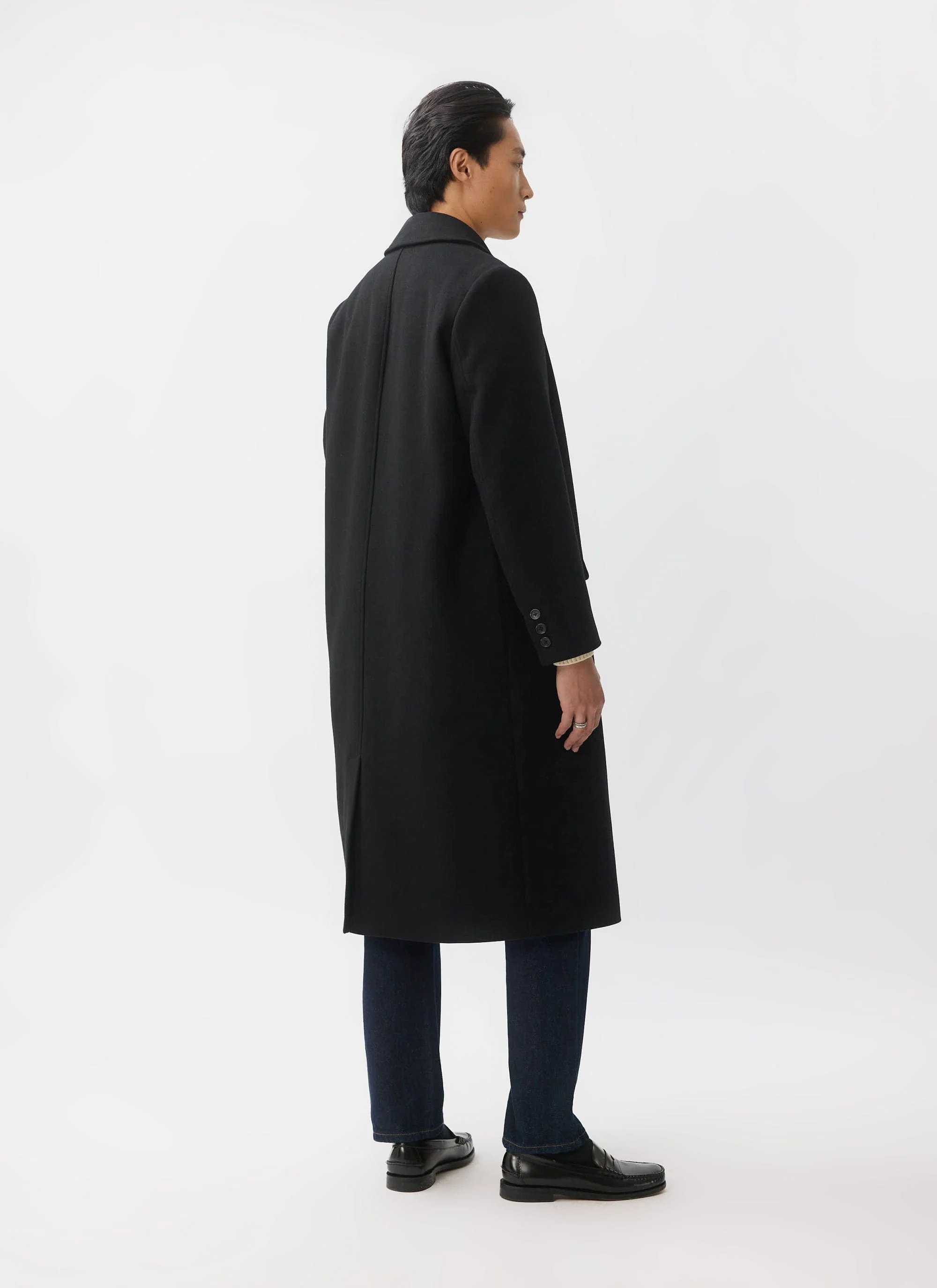 Double Breasted Overcoat | Wool | Black