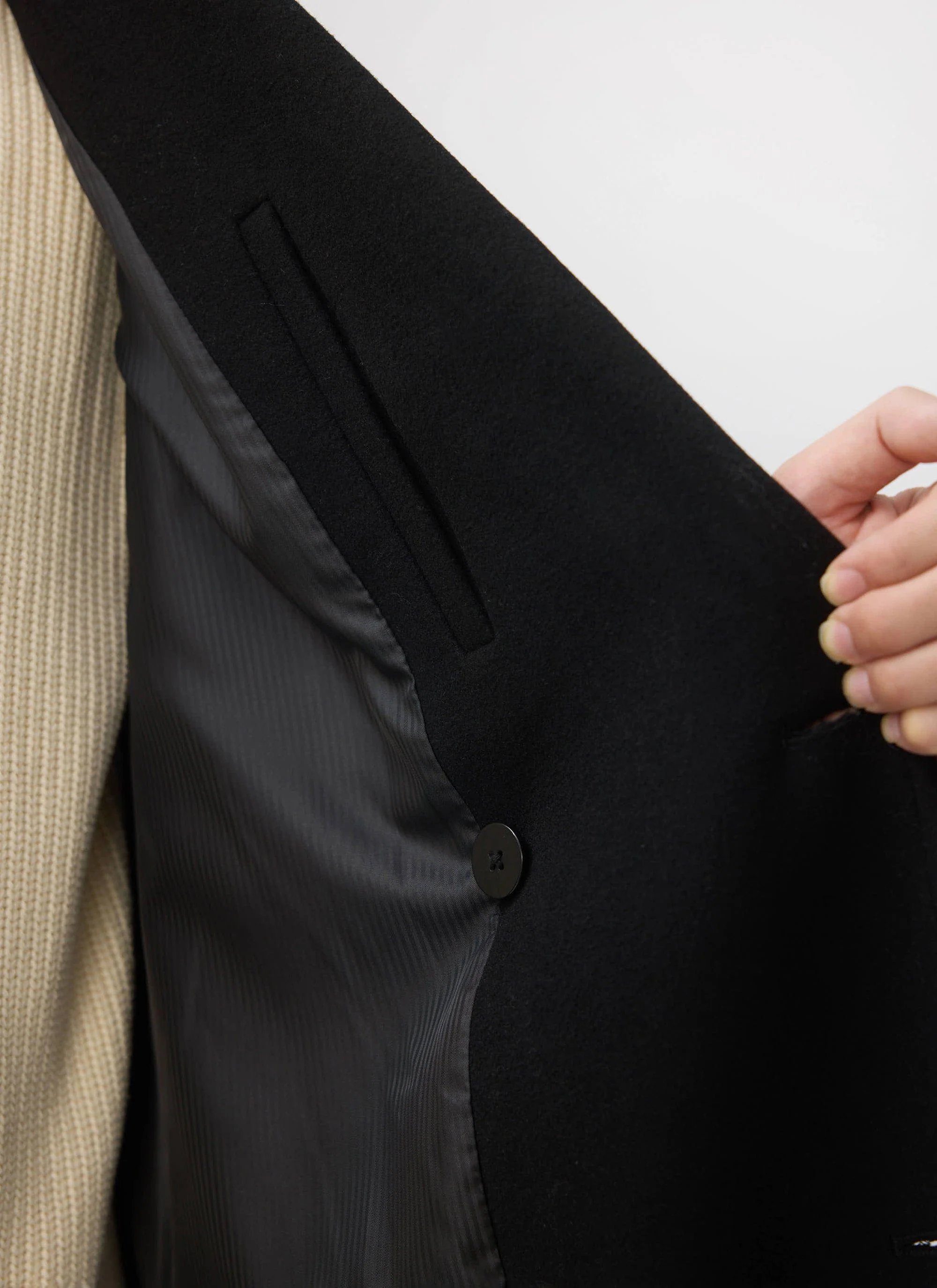 Double Breasted Overcoat | Wool | Black