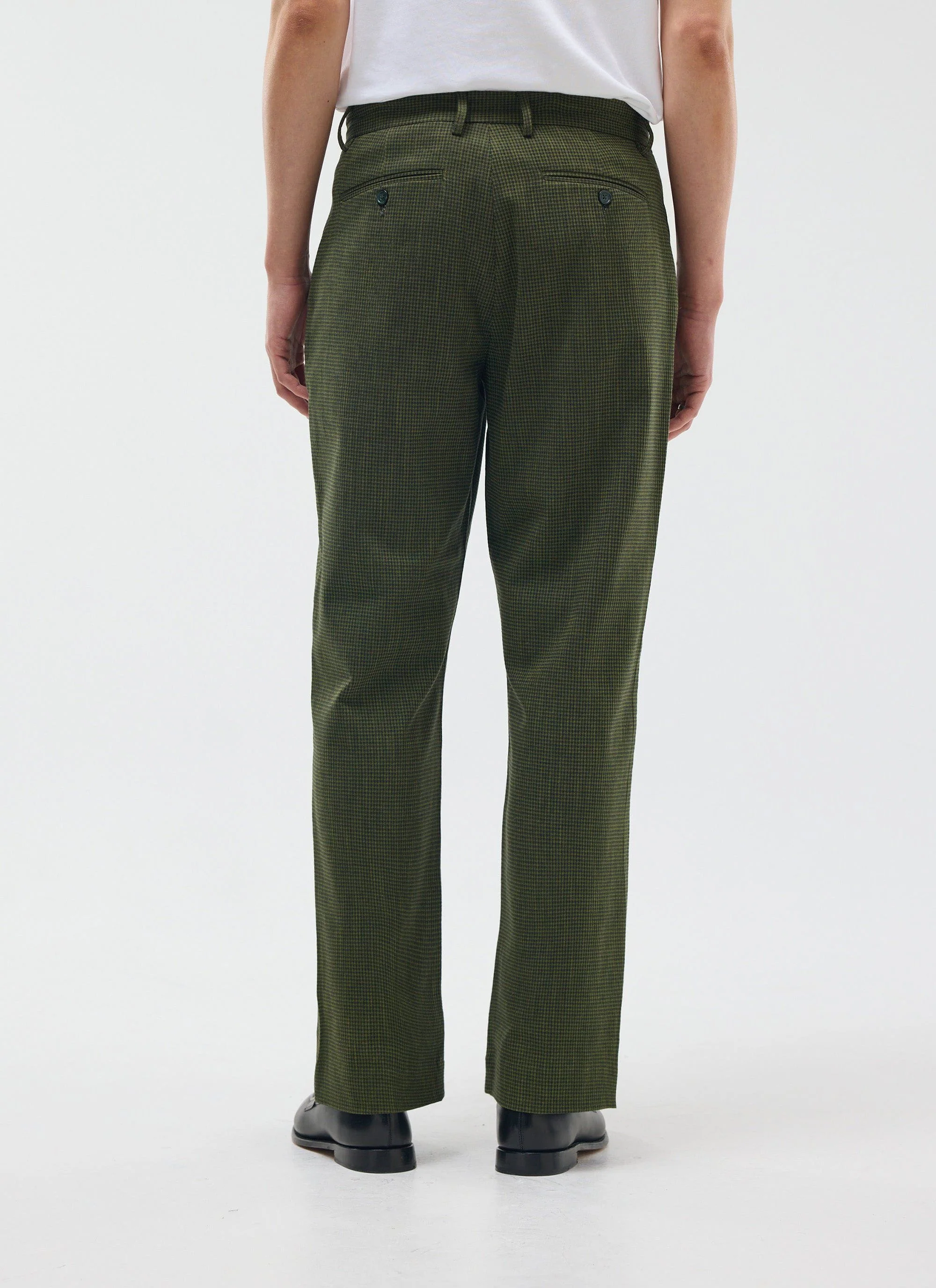 3619-pleated-tailored-trousers-micro-check-forest-green-5.webp Pleated Tailored Trousers | Micro Check | Forest Green