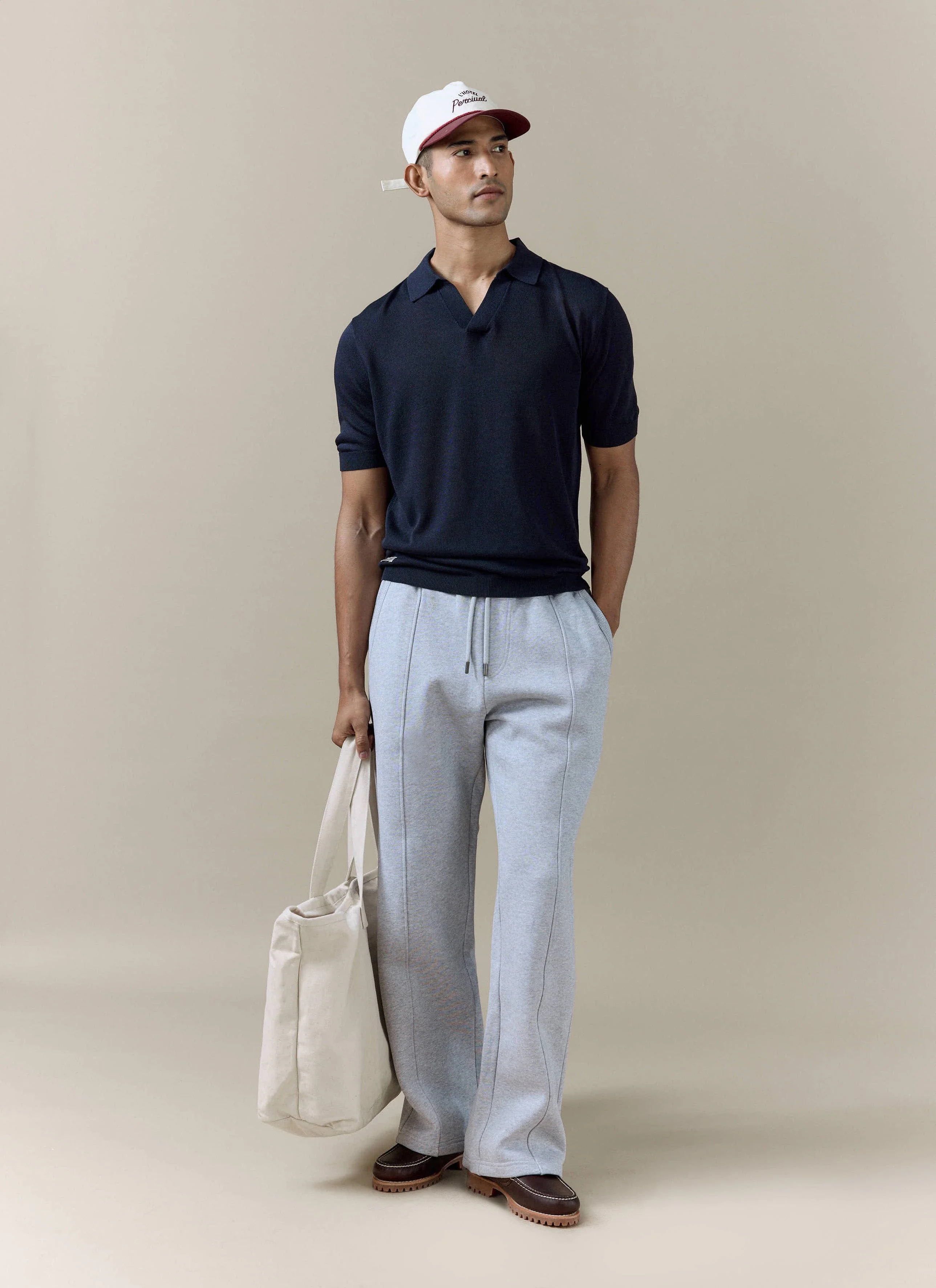 Laurence Knitted Polo | Linen Lyocell Blend | Navy