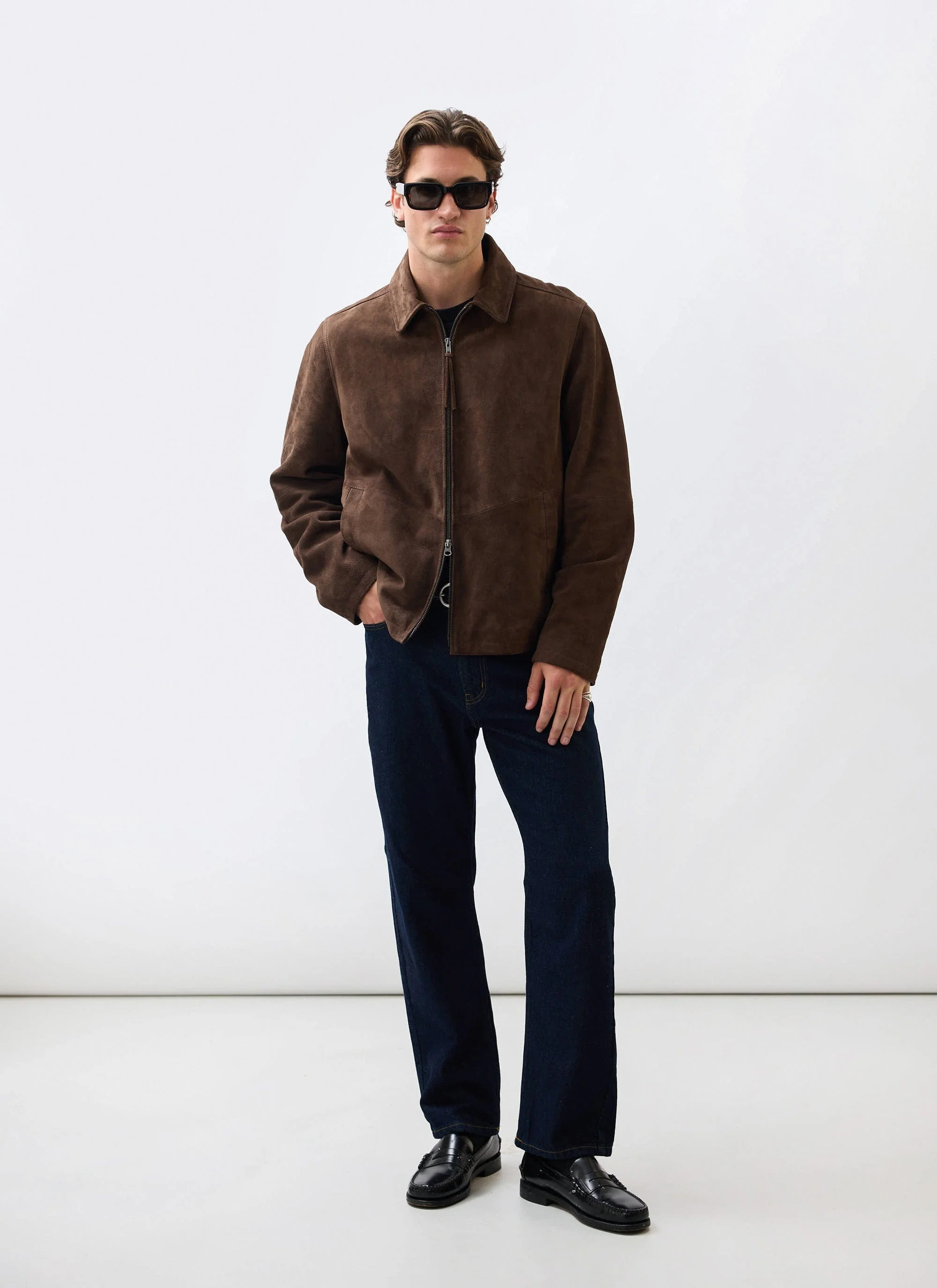 Prologue Suede Zip Jacket | Espresso