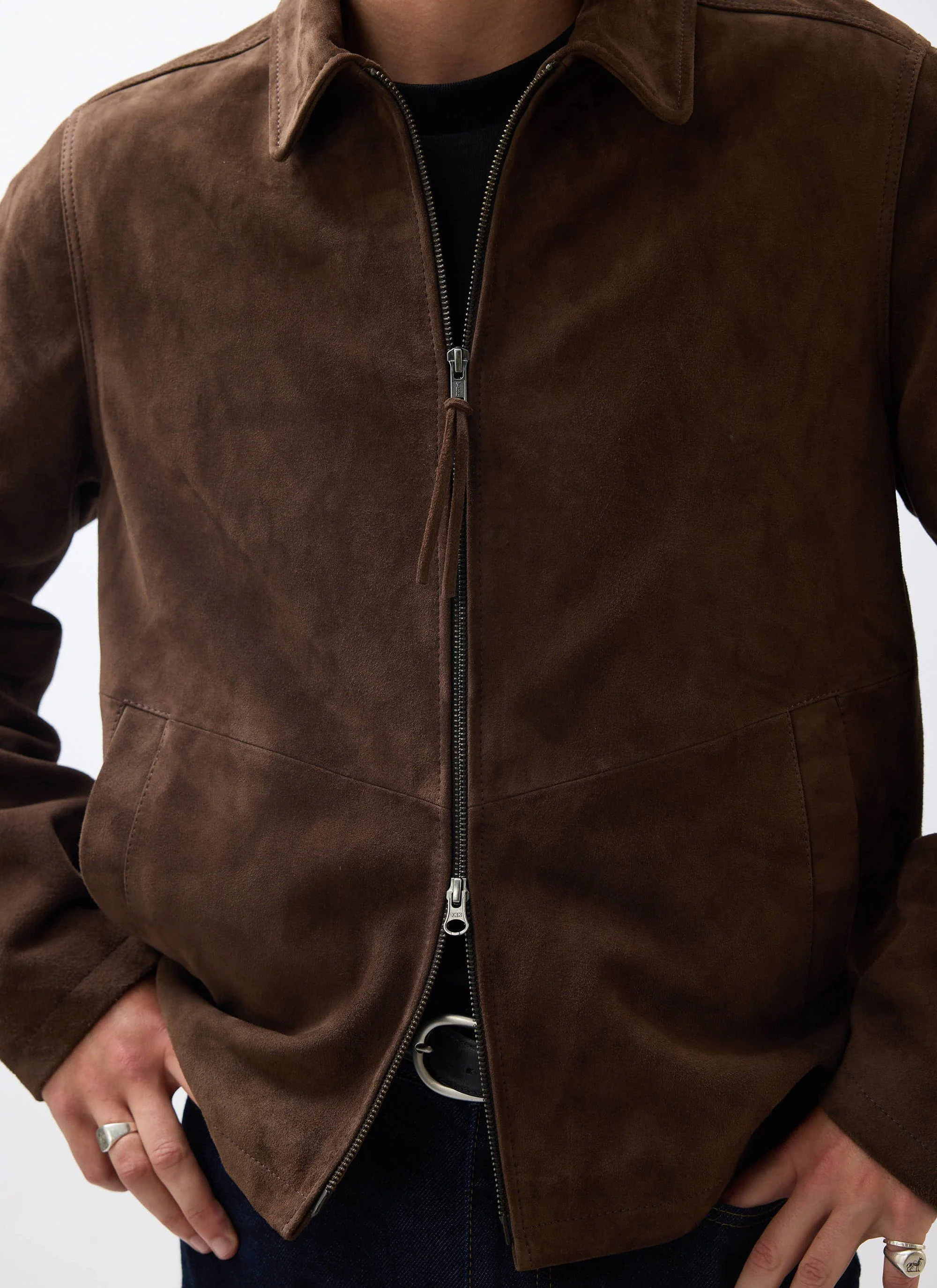 Prologue Suede Zip Jacket | Espresso
