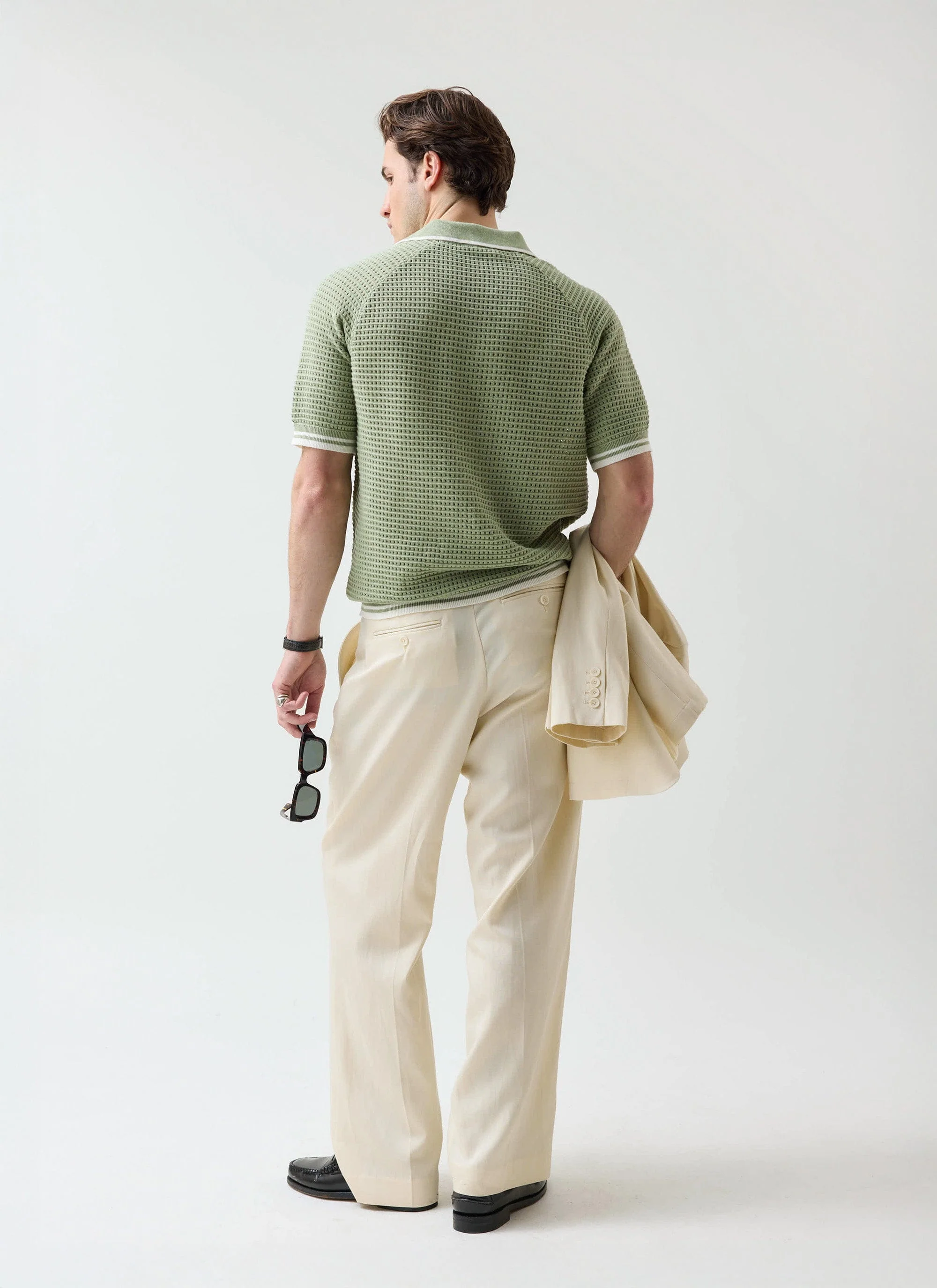 Tennis Boxy Knitted Polo | Cotton | Sage