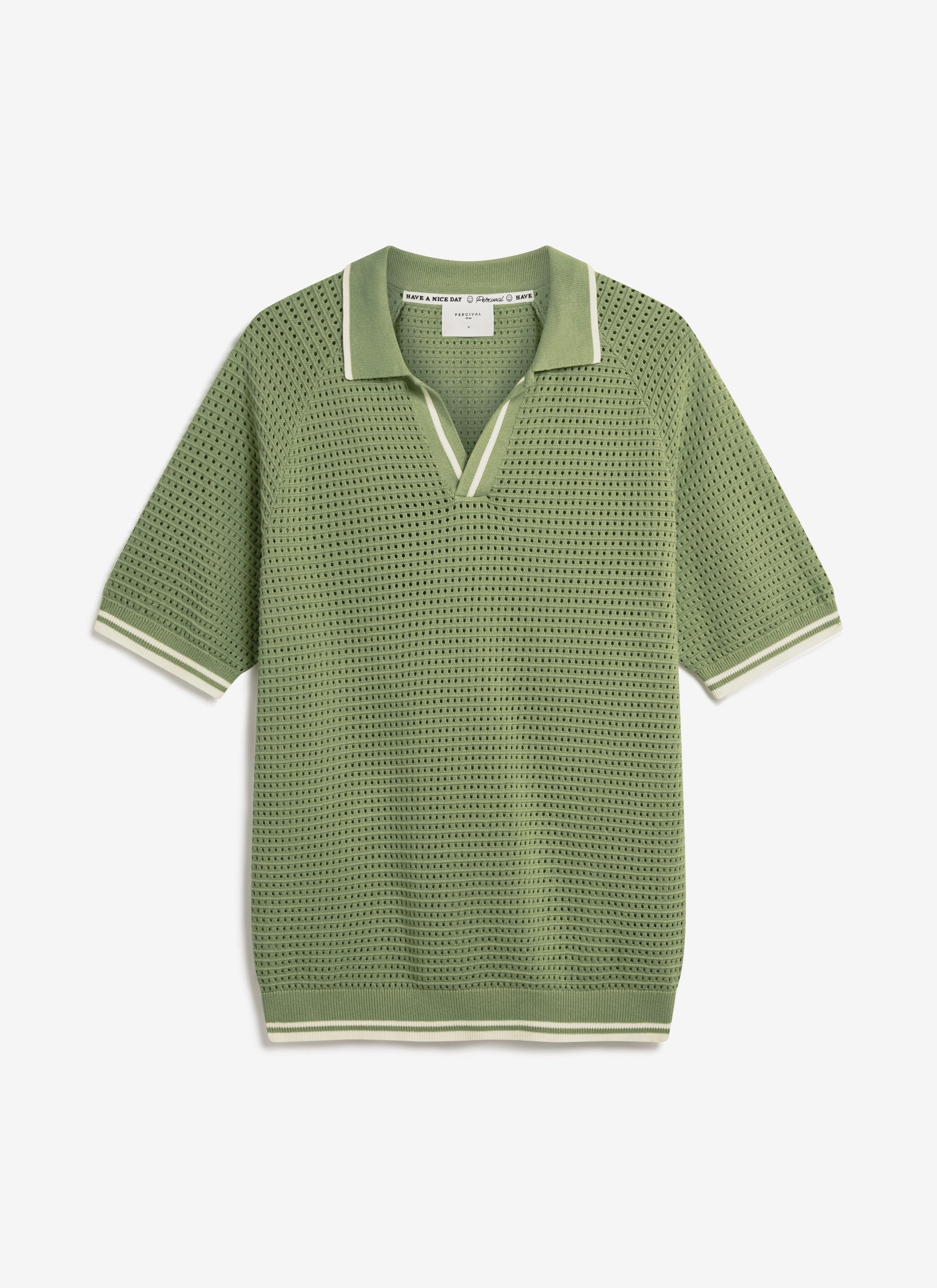 Tennis Boxy Knitted Polo | Cotton | Sage