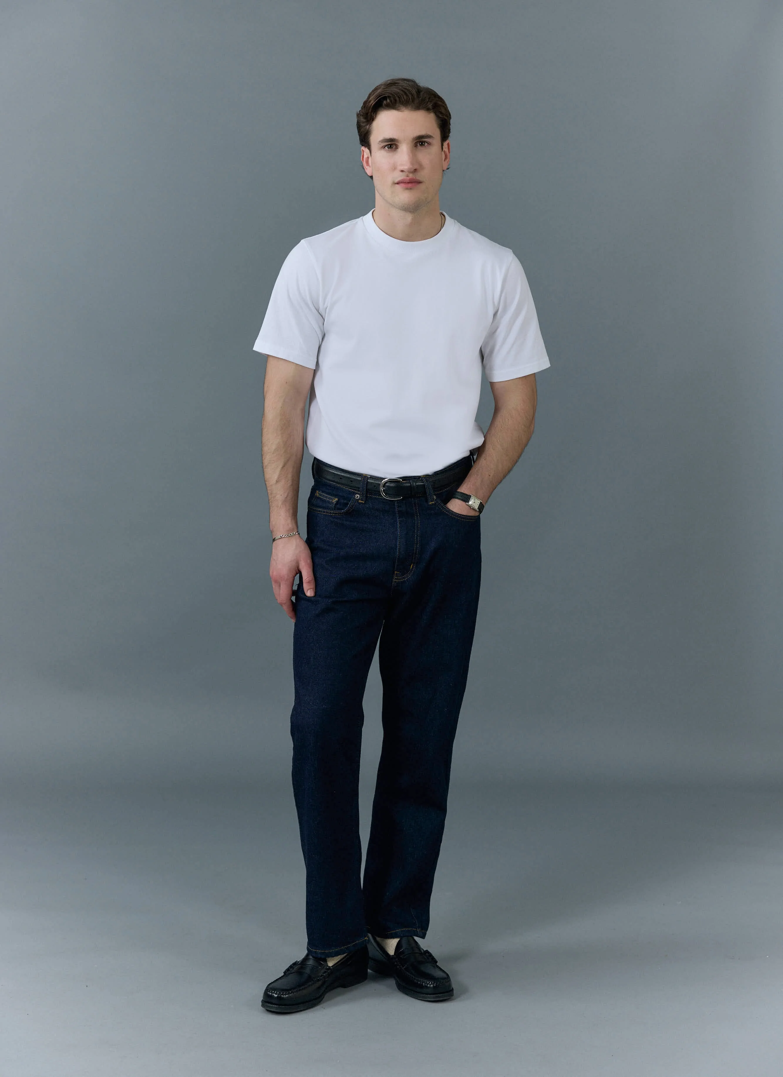 382-straight-leg-denim-jeans-cotton-dark-indigo-2.webp Straight Leg Denim Jeans | Cotton | Dark Indigo