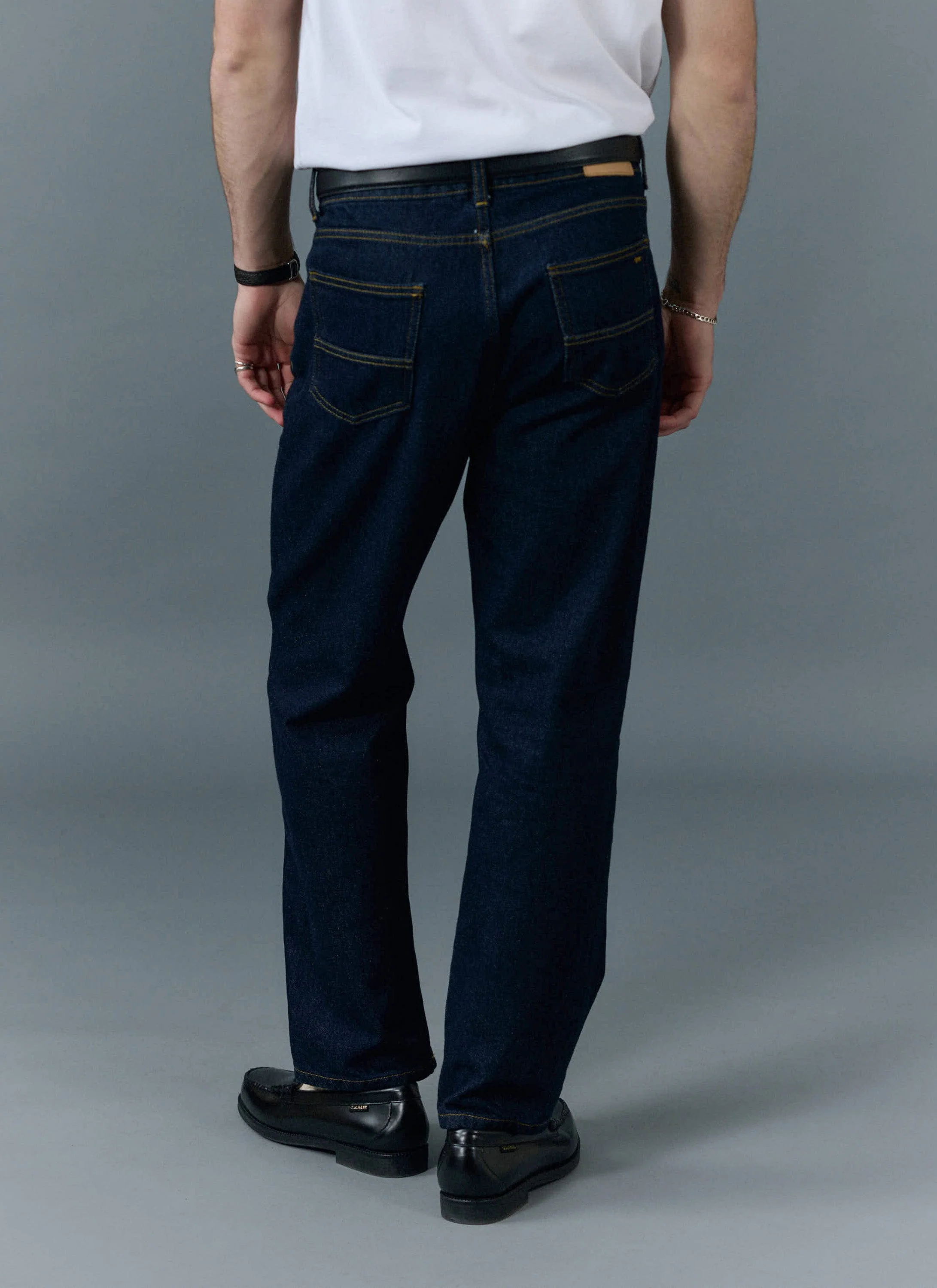 382-straight-leg-denim-jeans-cotton-dark-indigo-5.webp Straight Leg Denim Jeans | Cotton | Dark Indigo