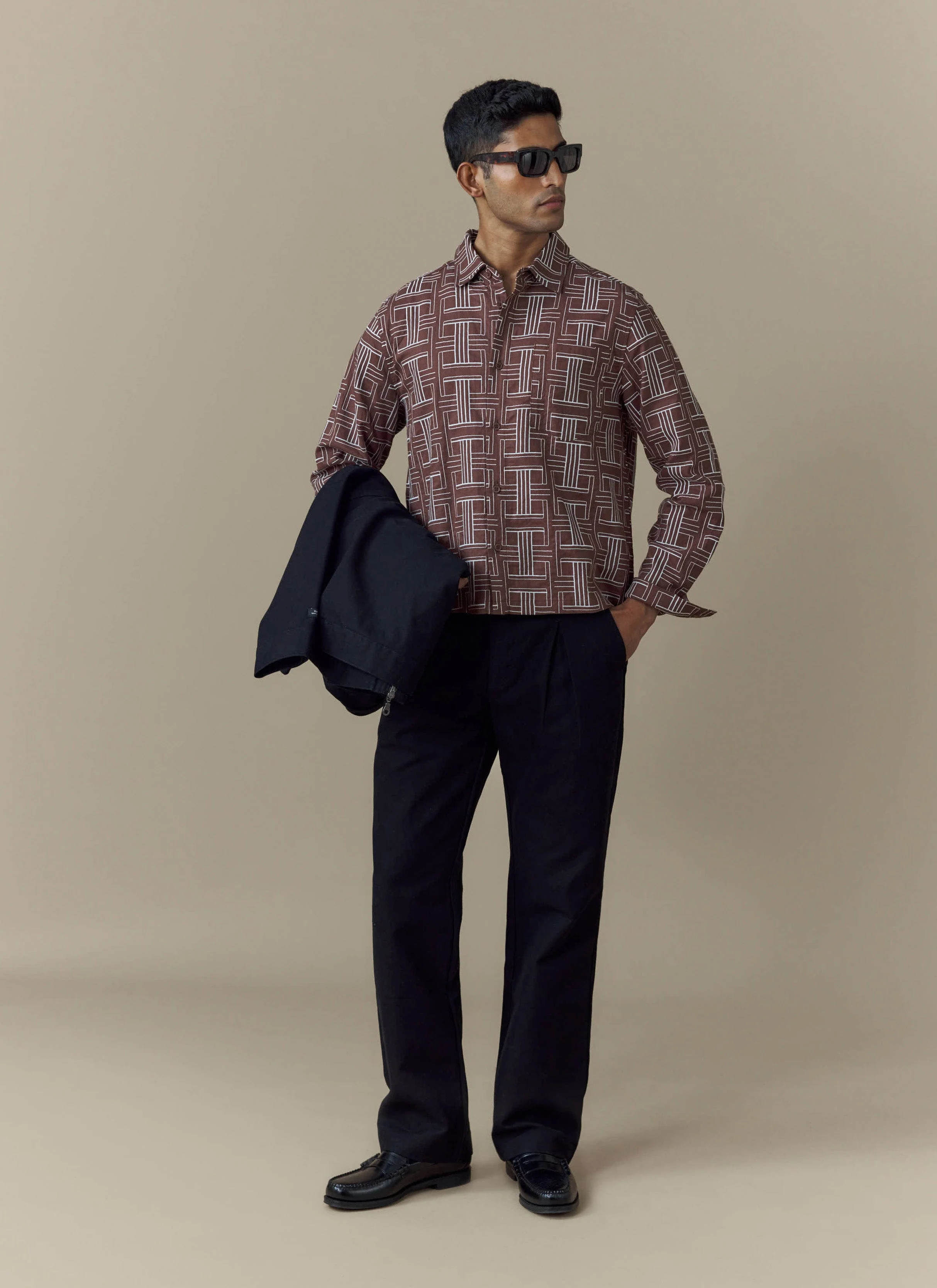 3827-sashiko-boxy-shirt-cotton-brown-3.webp Sashiko Boxy Shirt | Cotton | Brown