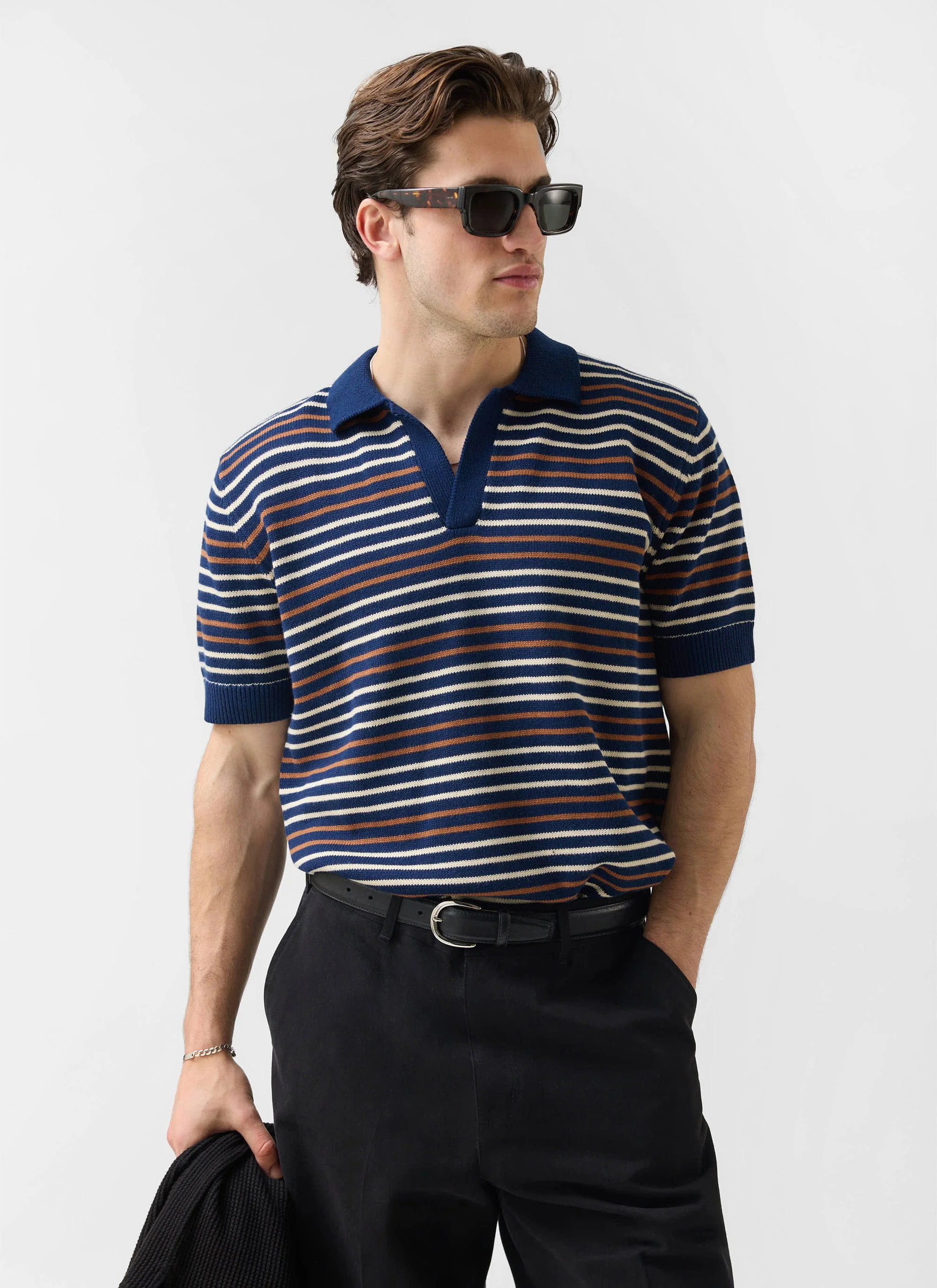 3848-douglas-boxy-knitted-polo-cotton-navy-4.webp Douglas Boxy Knitted Polo | Cotton | Navy