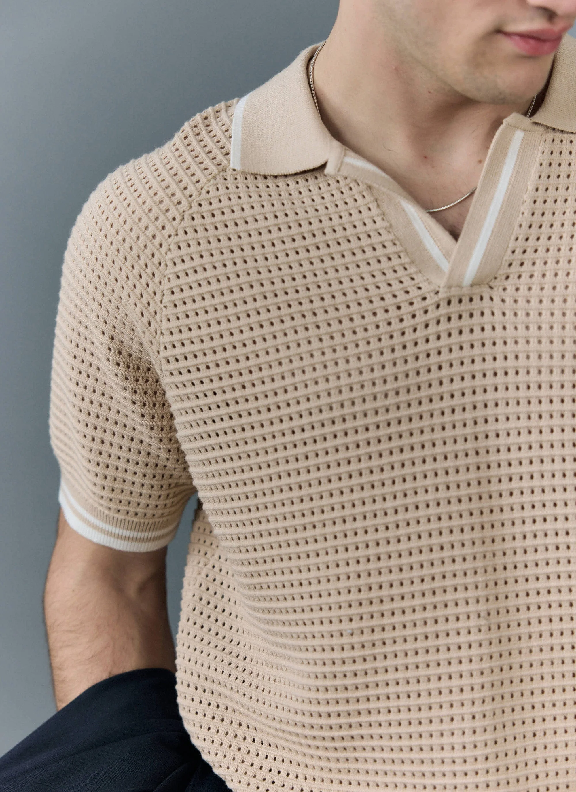 Tennis Boxy Knitted Polo | Cotton | Cream