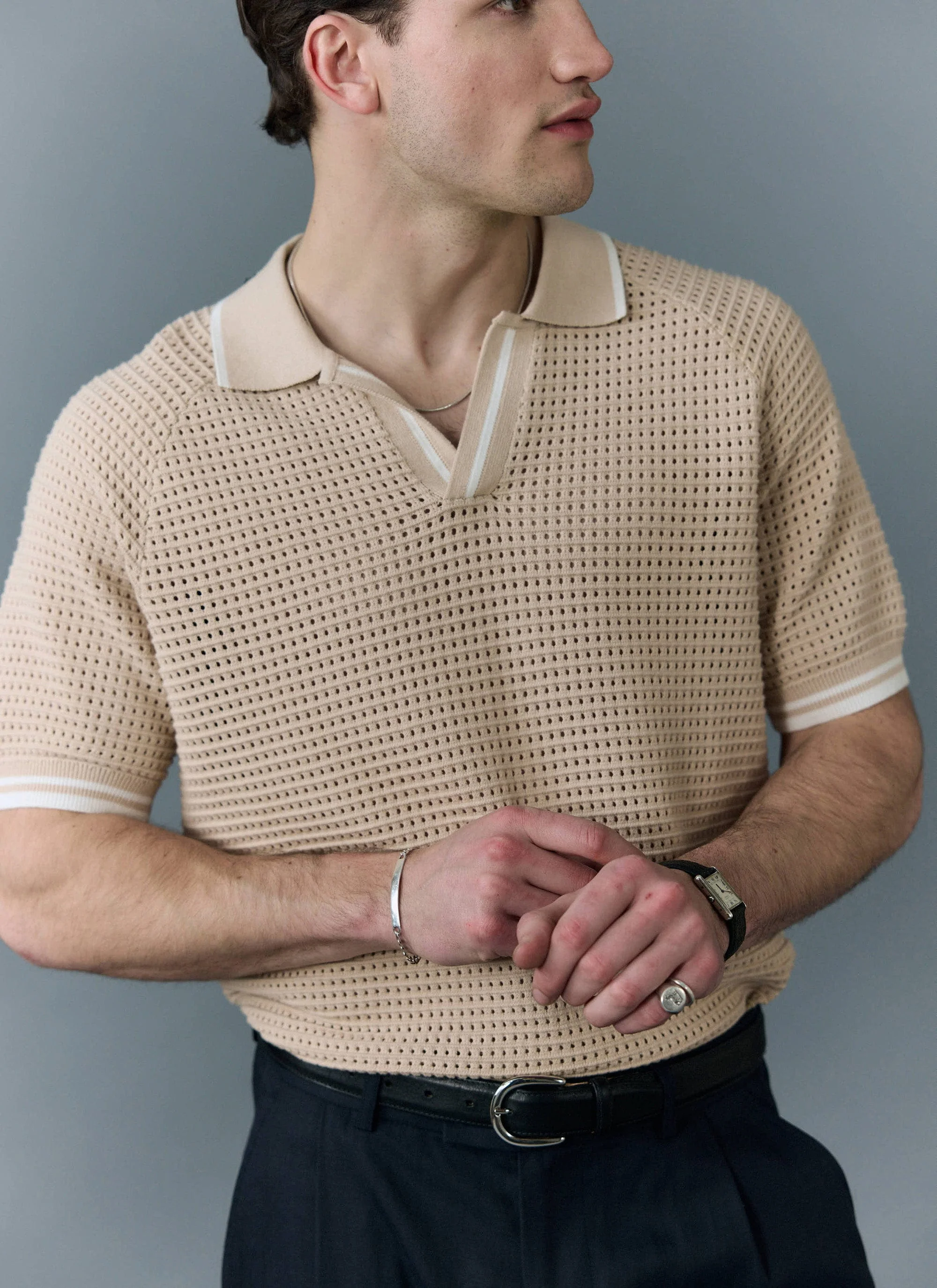 Tennis Boxy Knitted Polo | Cotton | Cream