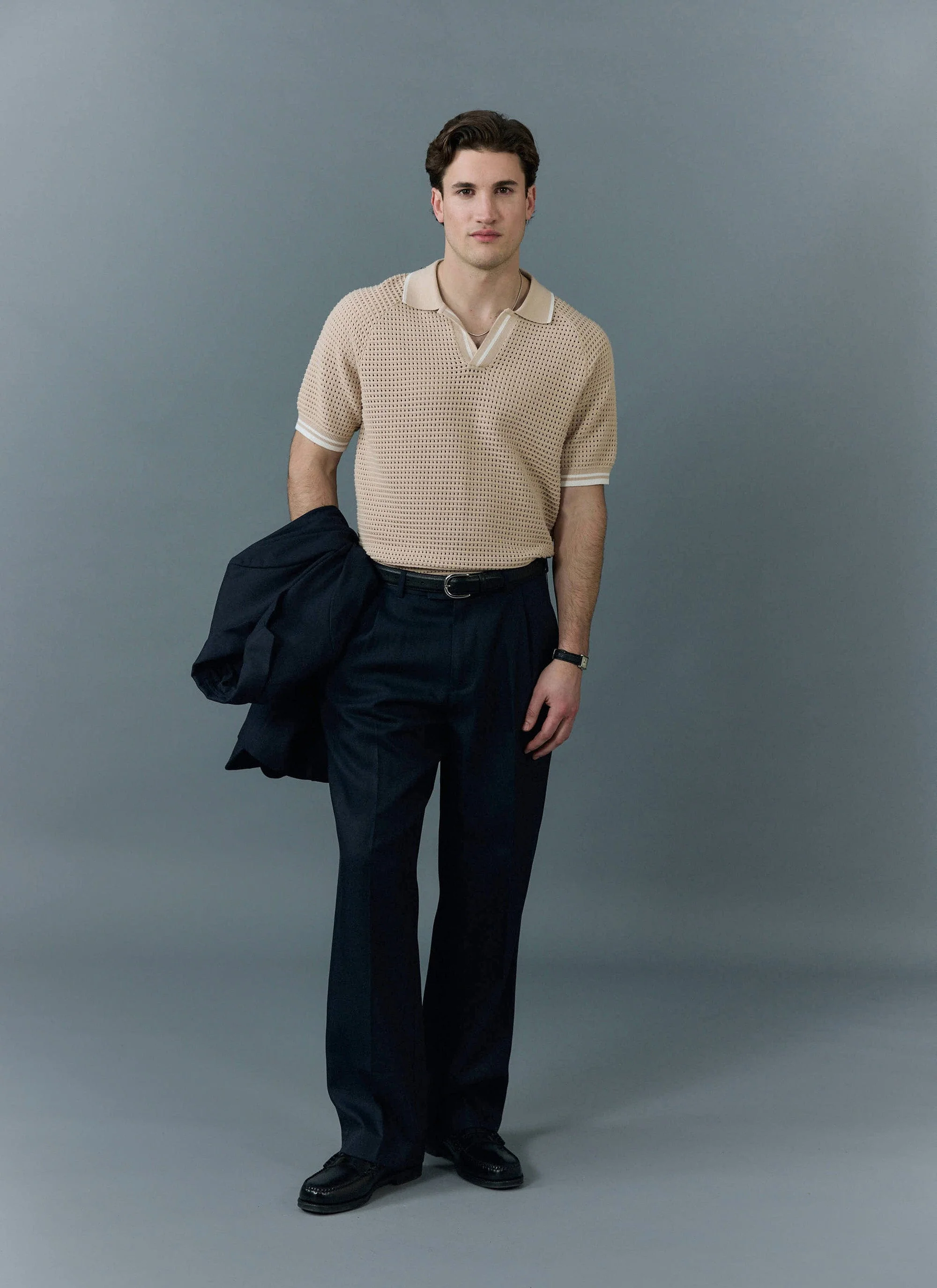 Tennis Boxy Knitted Polo | Cotton | Cream