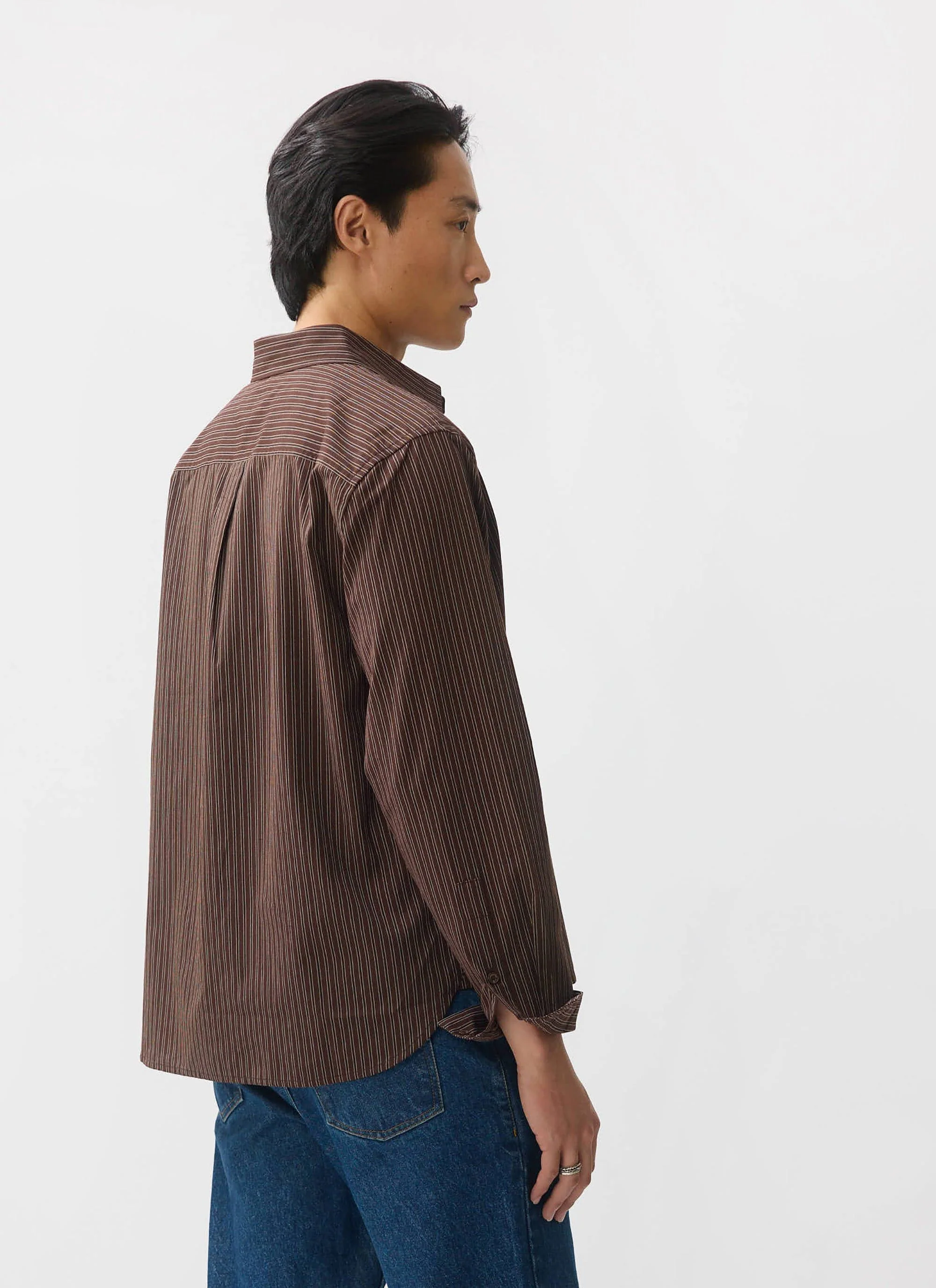 3869-clancy-striped-long-sleeve-shirt-cotton-brown-7.webp Clancy Striped Long Sleeve Shirt | Cotton | Brown